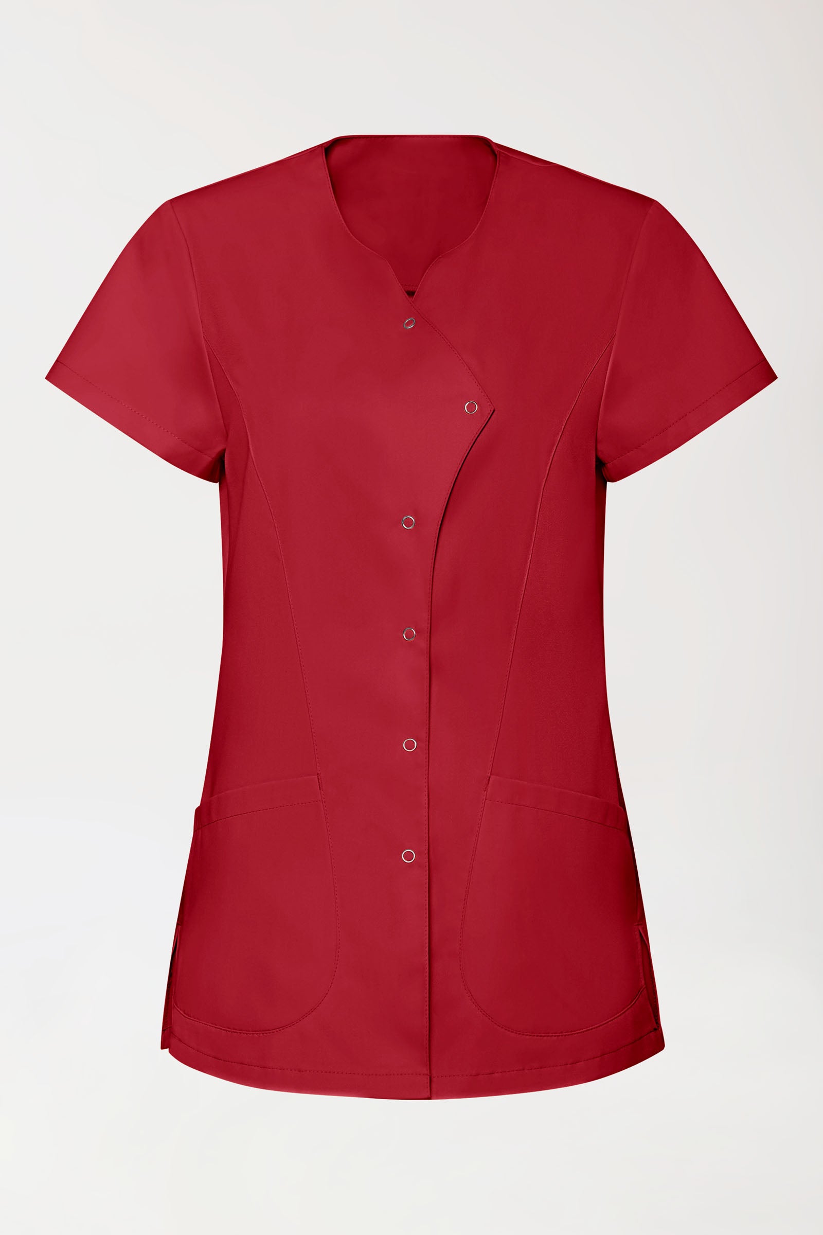 GREEN Blouse Stretch Femme - patte de boutonnage asymétrique rouge, Vue de face