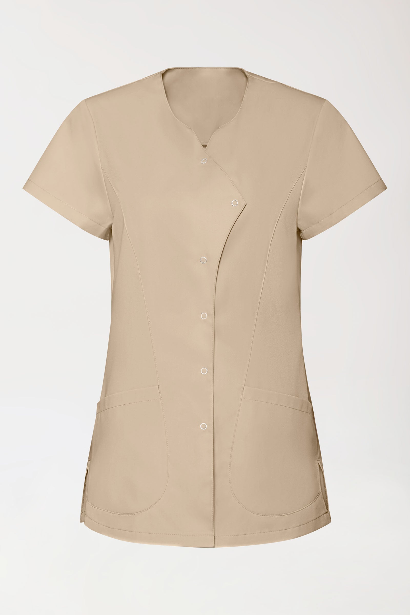 GREEN Blouse Stretch Femme - patte de boutonnage asymétrique sable
