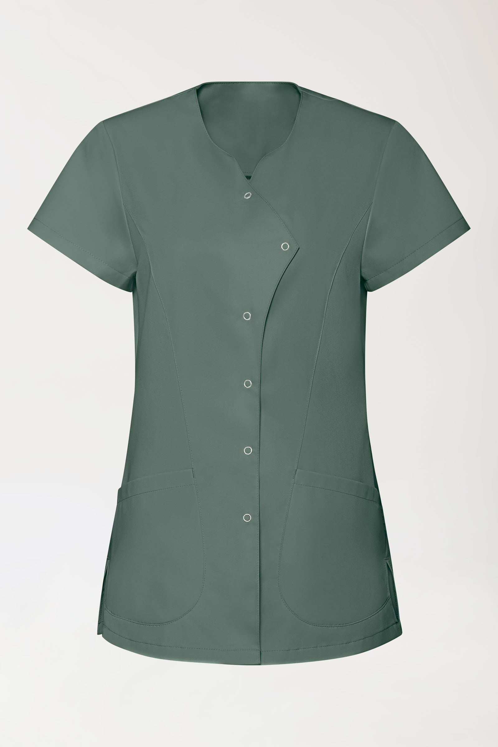 GREEN Blouse Stretch Femme - patte de boutonnage asymétrique vert foncé