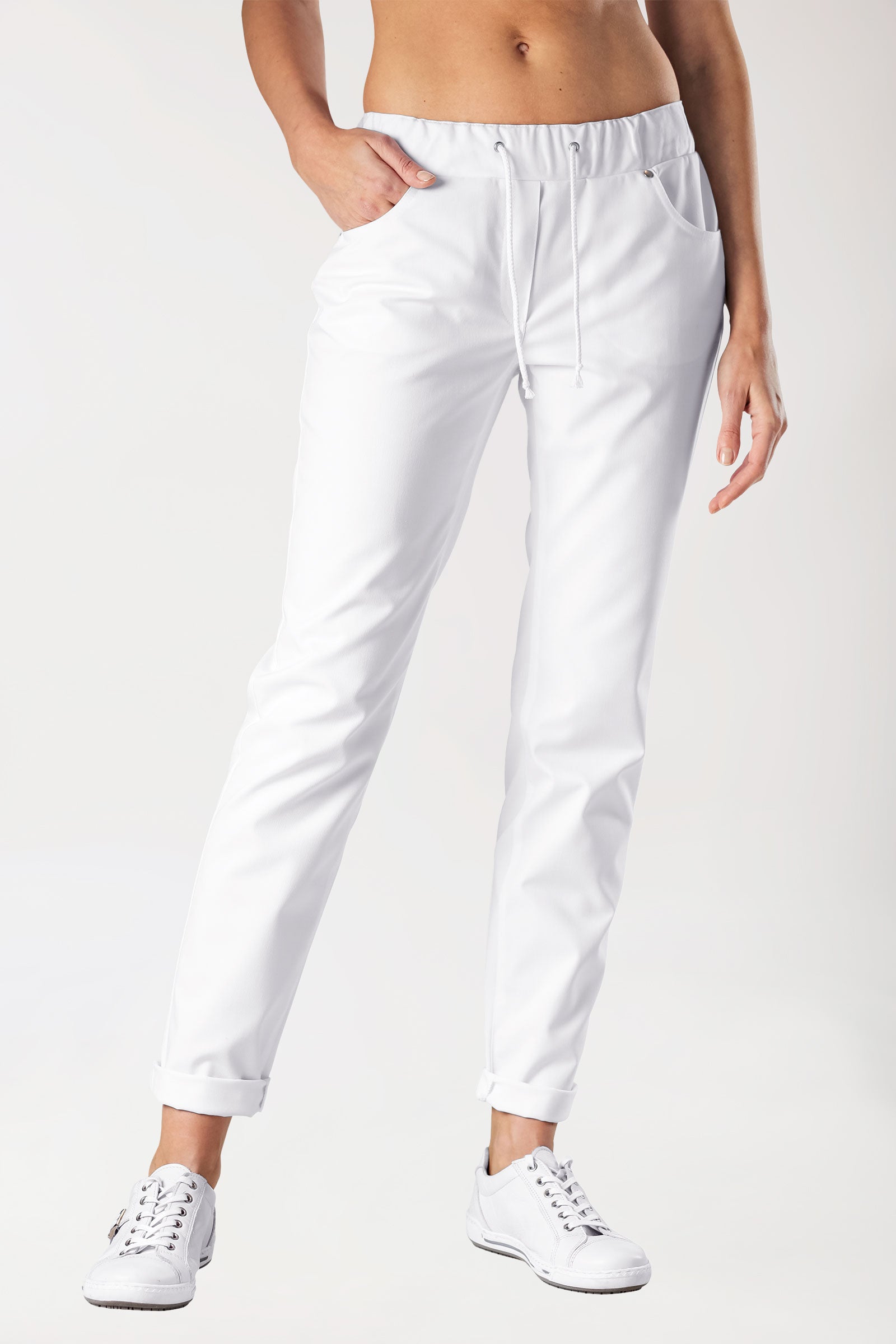 CORE Pantalon 5 poches Femme - look jean blanc