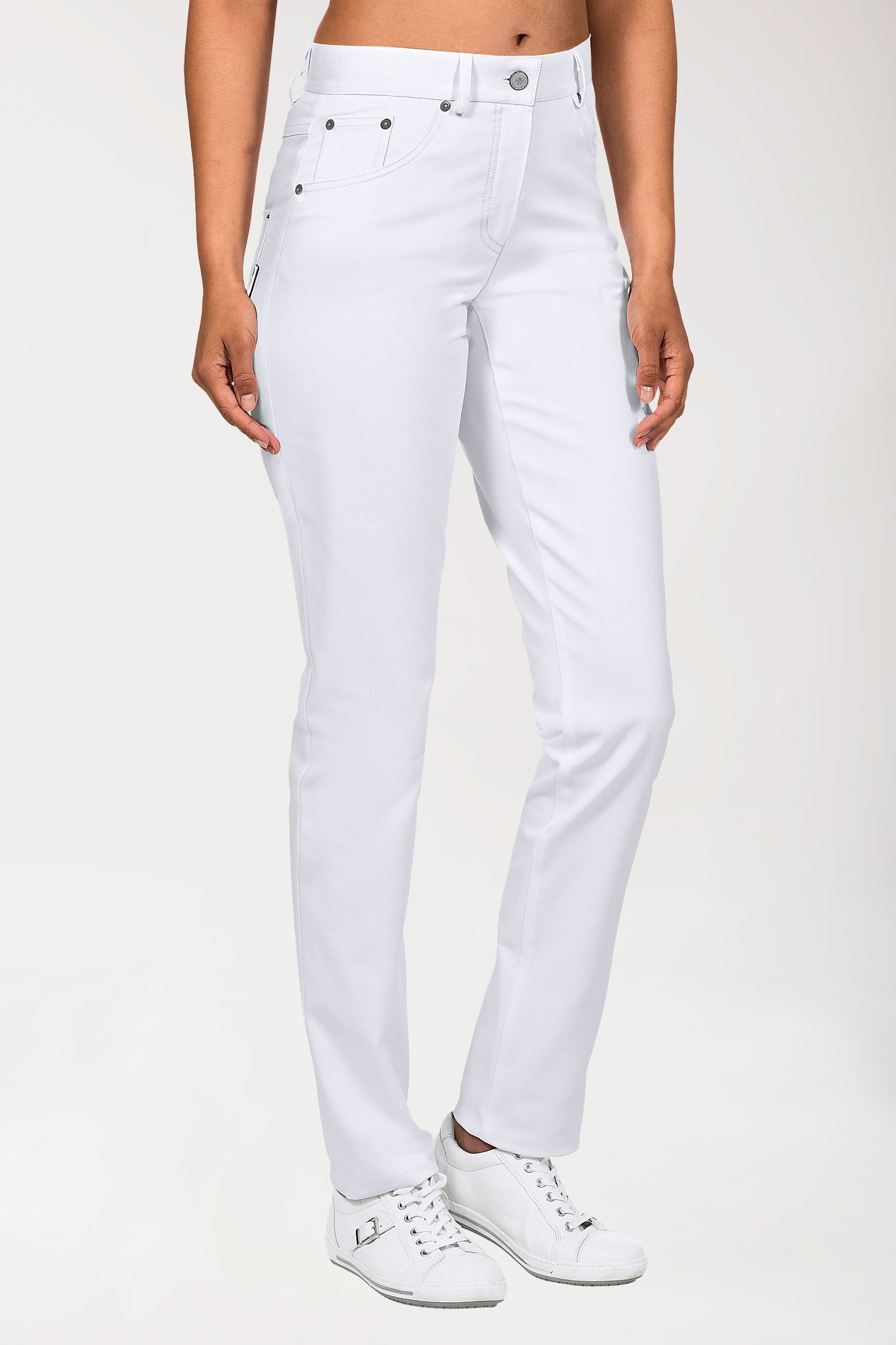Pantalon 5 poches Femme - Taille haute blanc