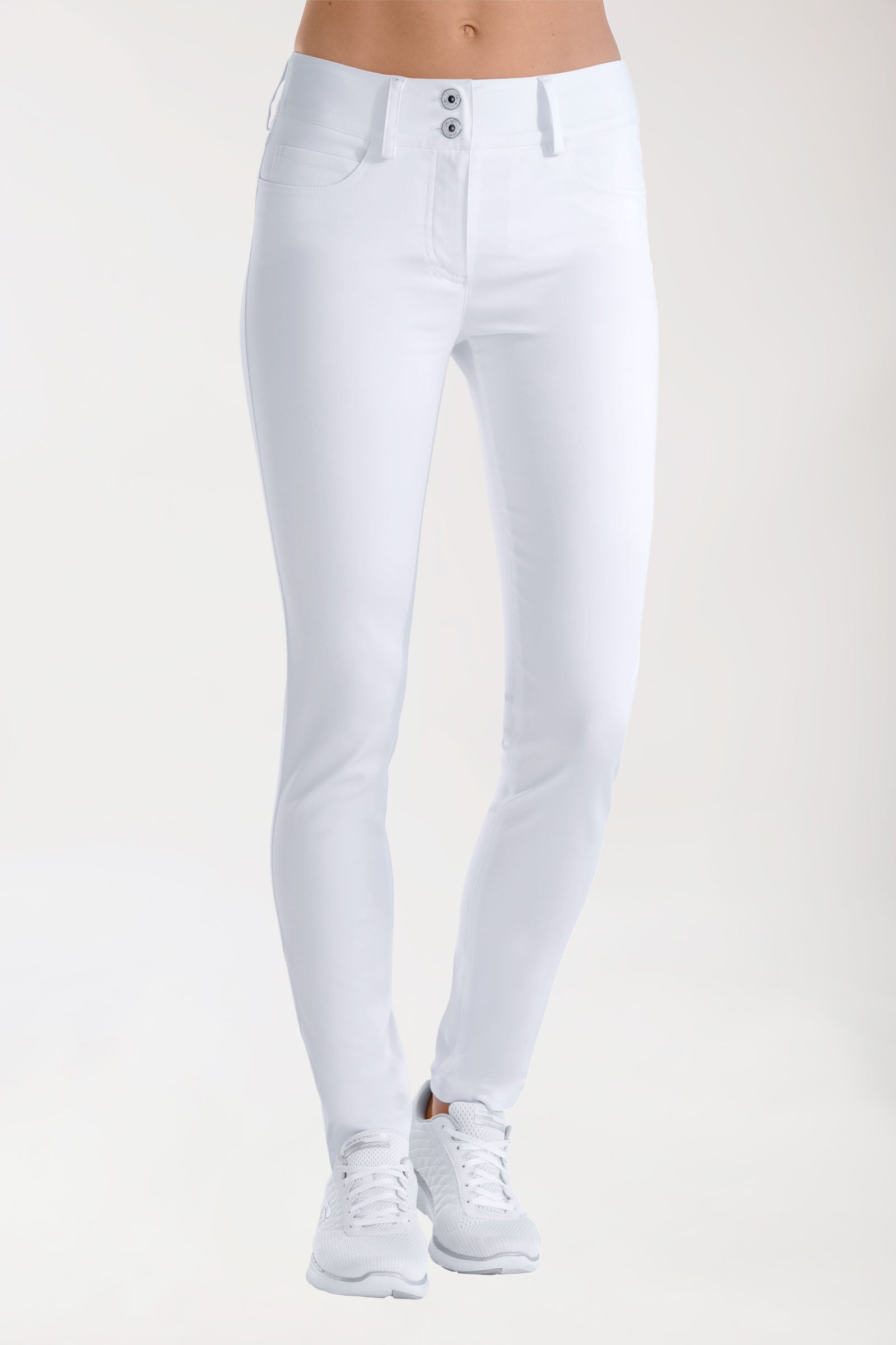 Comfort Stretch Pantalon 5 poches Femme - Ceinture large blanc