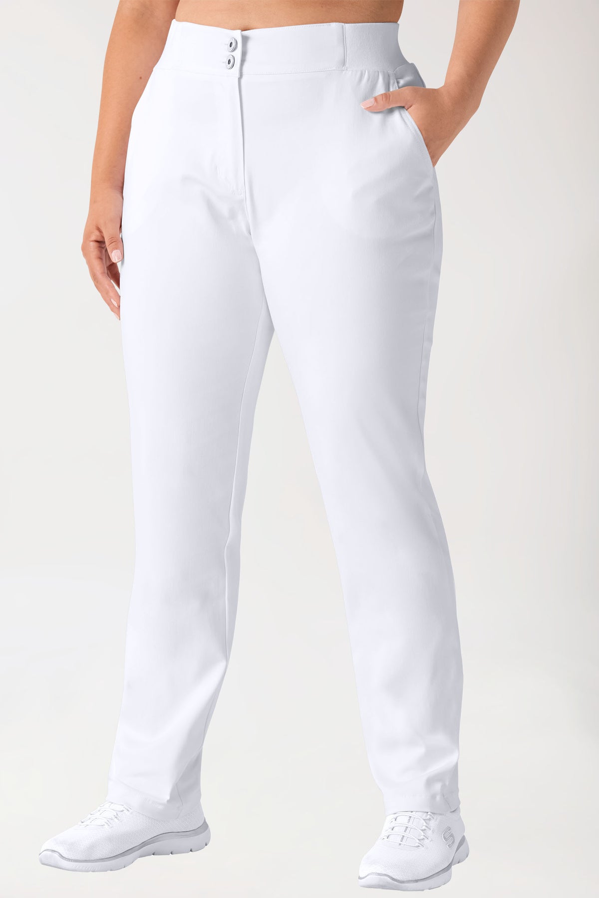 Curved Pantalon COMFY FLEX - Ceinture partiellement élastiquée blanc, Vue de face