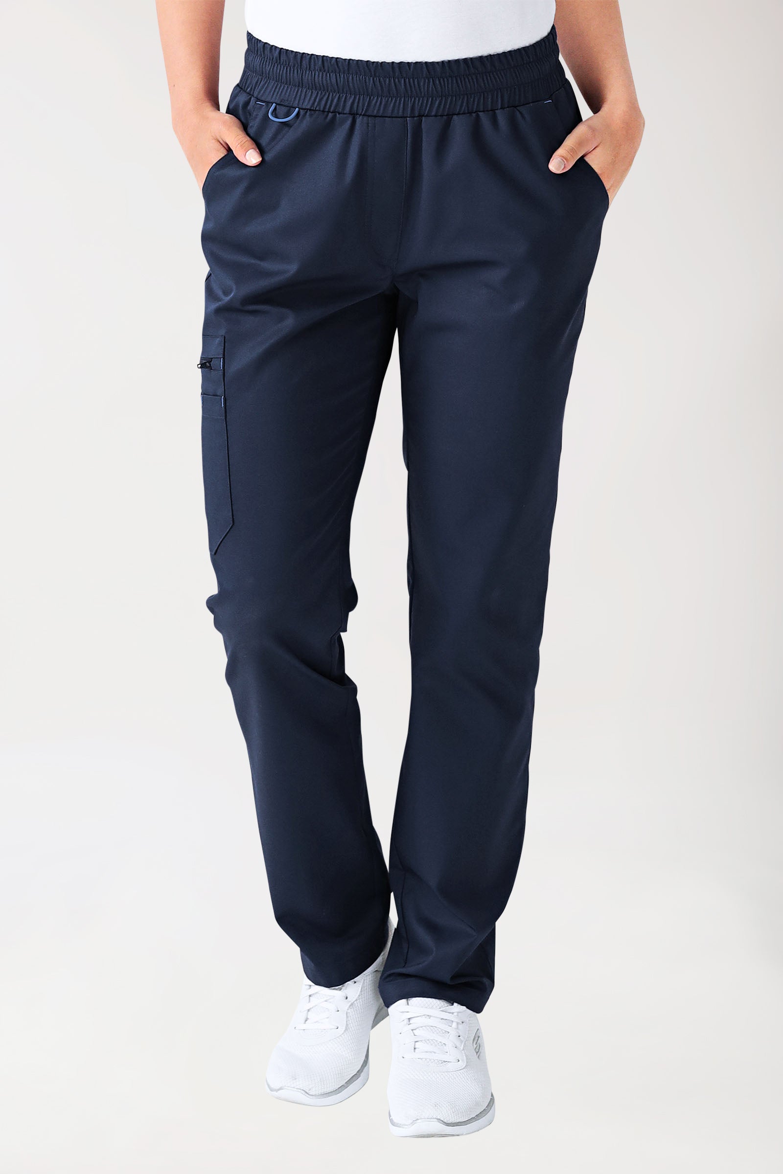 CLINIC STRETCH Pantalon Femme - Taille courte bleu navy/bleu ciel