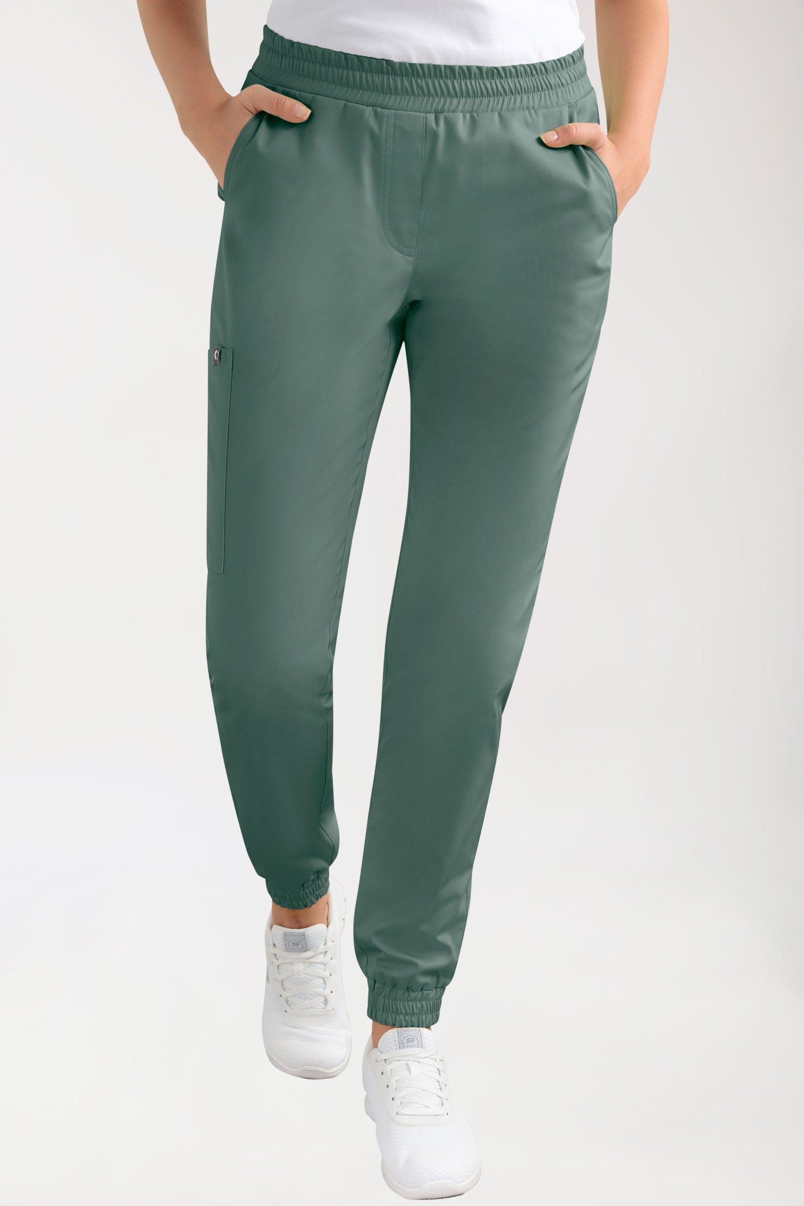 CORE Pantalon Cargo Femme – Style Jogpant vert foncé, Vue de face