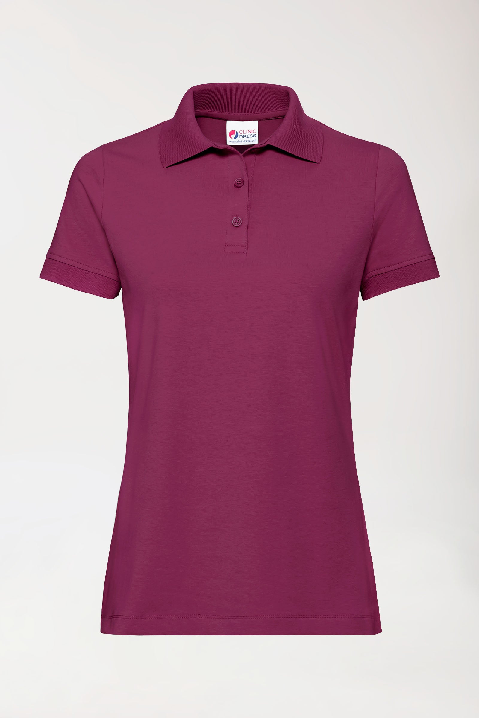 T-shirt Stretch Femme - Col polo - Boutonné berry, Vue de face