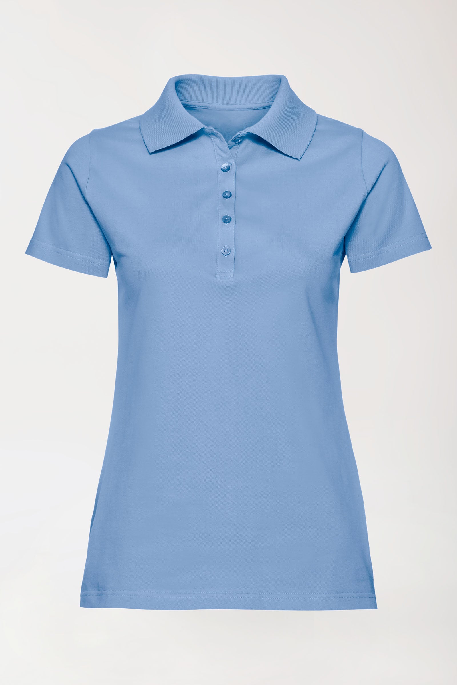 T-shirt Stretch Femme - Col polo bleu ciel, Vue de face