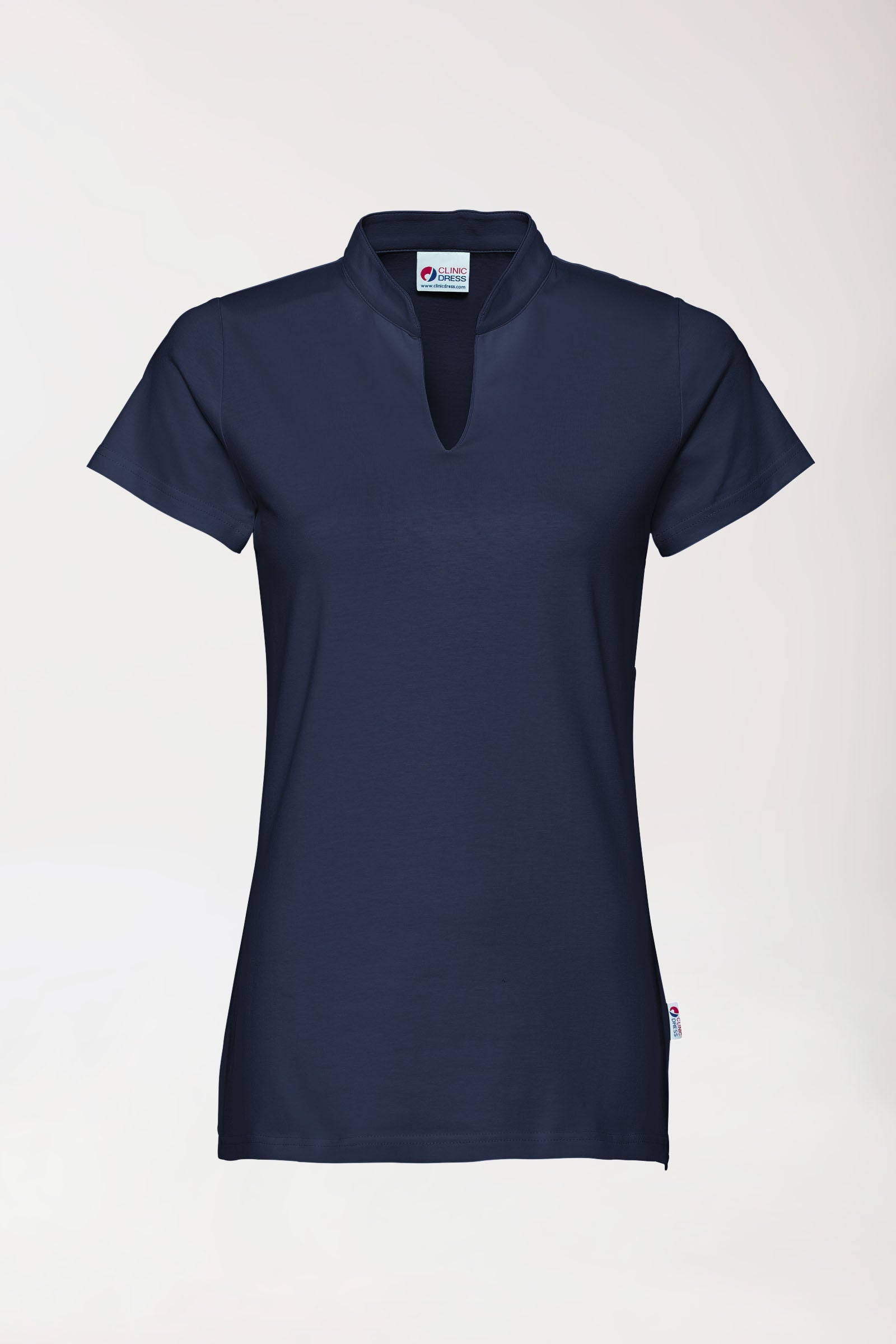 T-shirt Stretch Femme - Col officier bleu navy, Vue de face