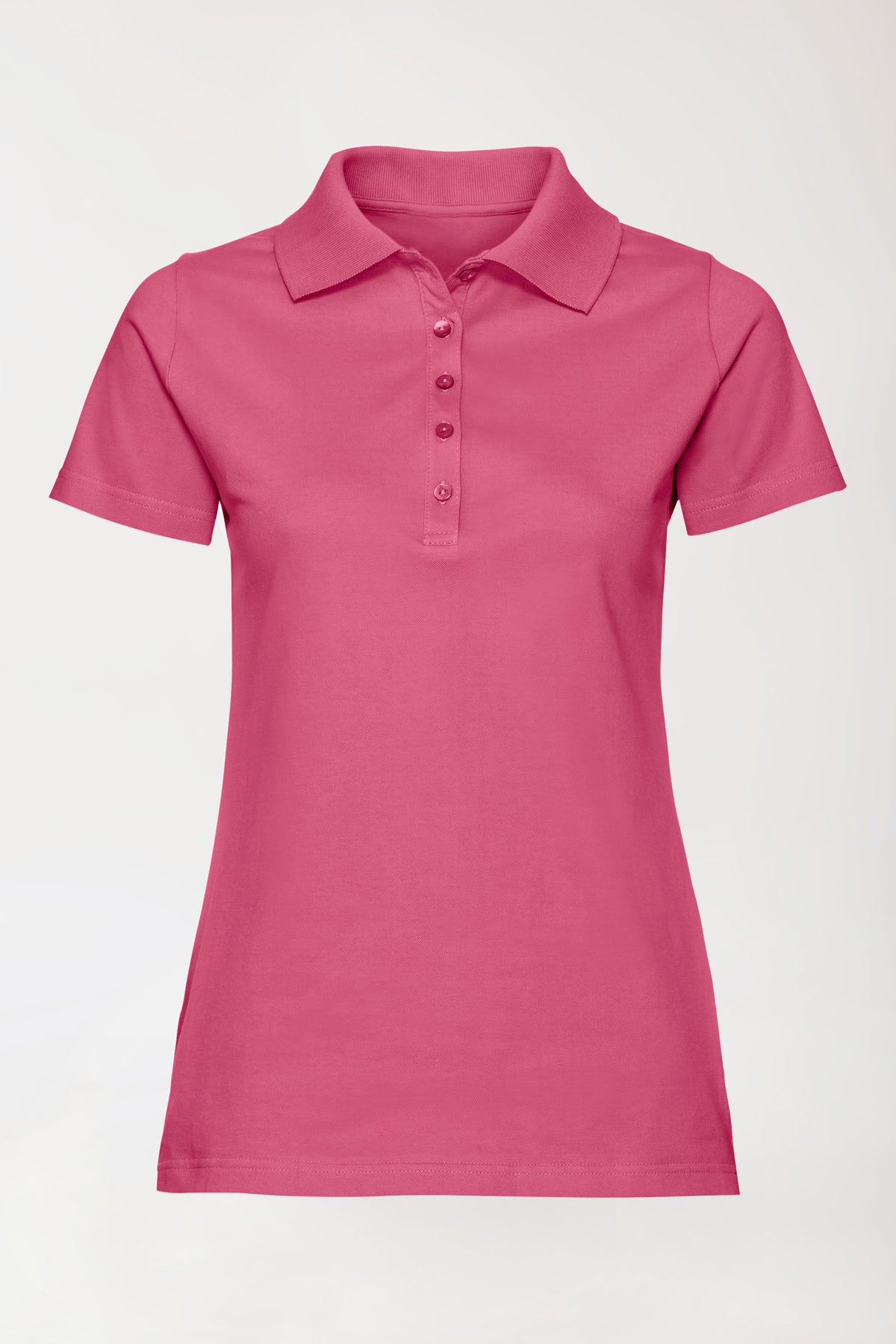 T-shirt Stretch Femme - Col polo bois de rose, Vue de face
