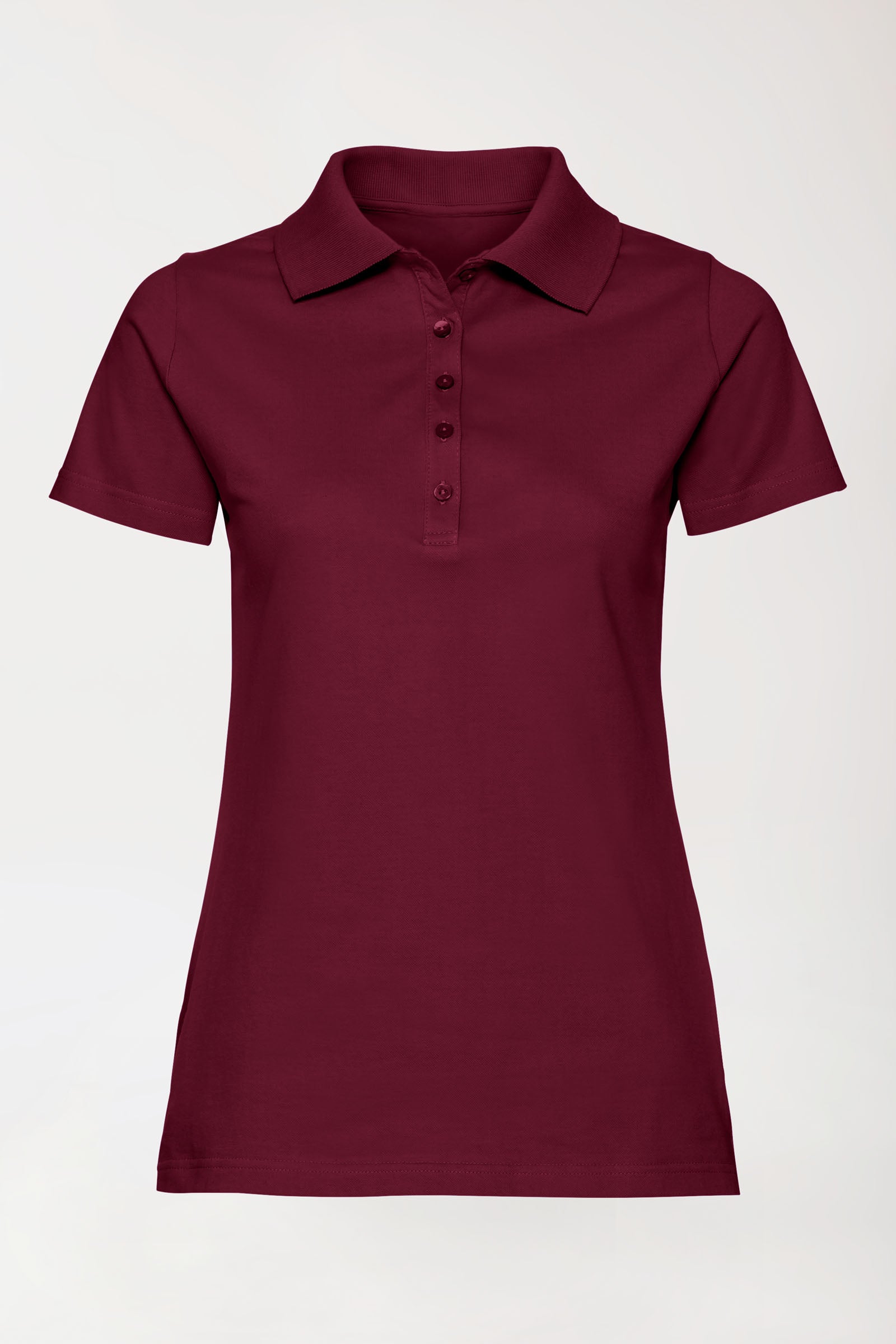 T-shirt Stretch Femme - Col polo bordeaux, Vue de face