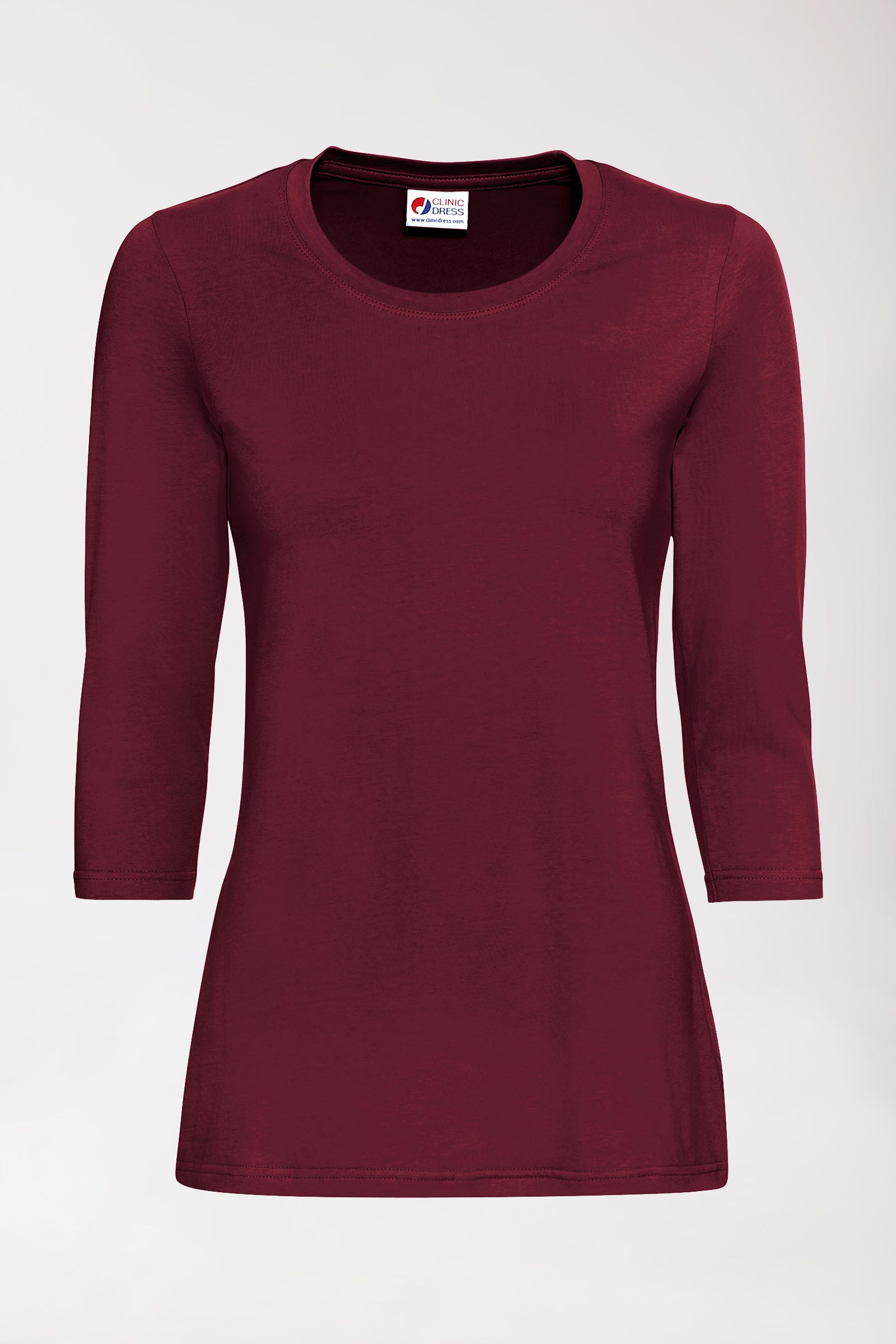 CORE T-shirt Femme - manche 3/4 bordeaux, Vue de face