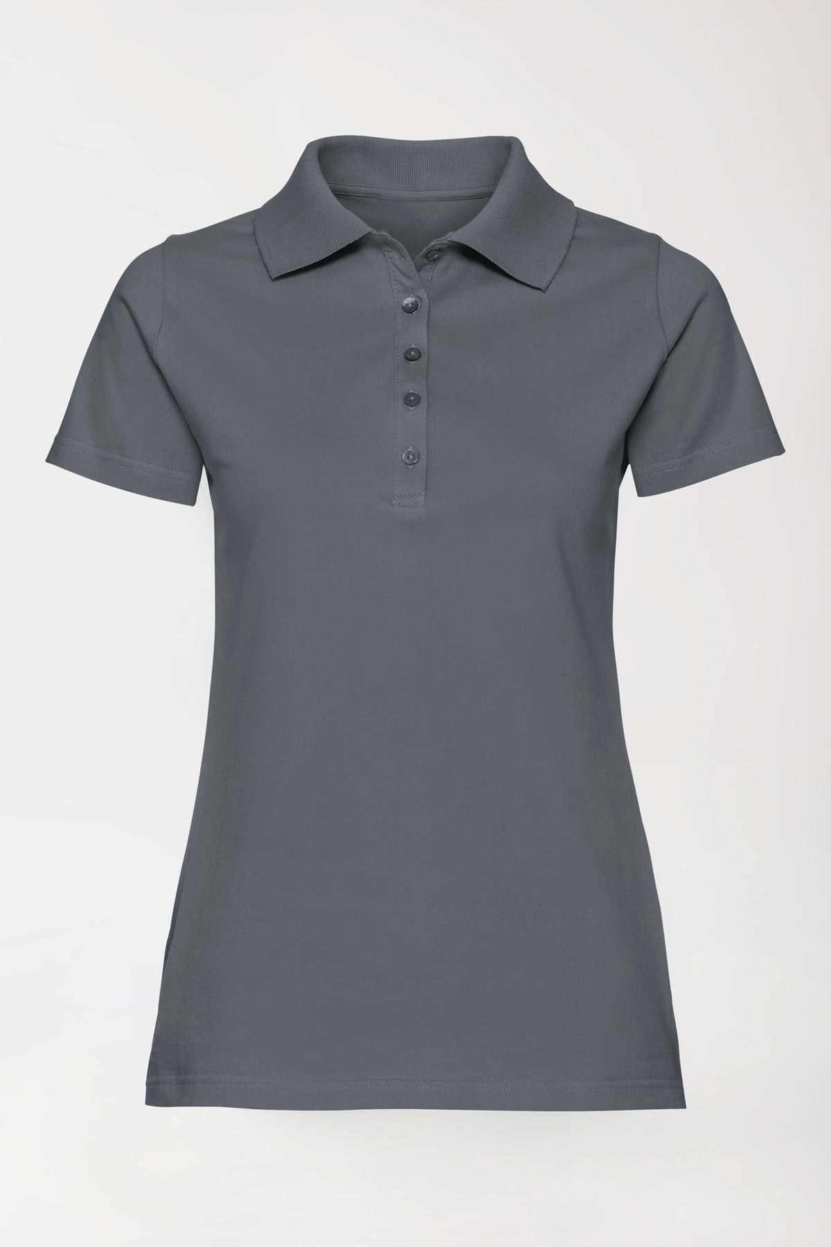 T-shirt Stretch Femme - Col polo gris granit, Vue de face