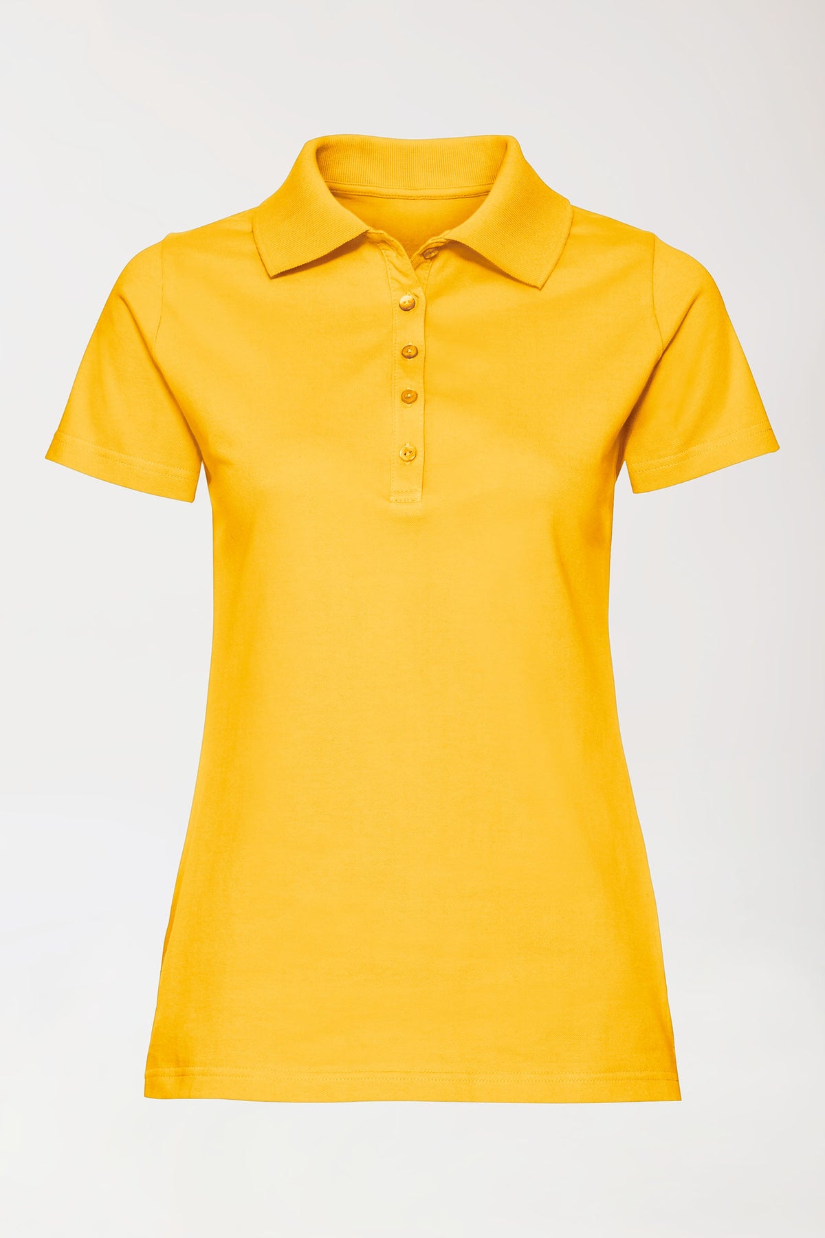 T-shirt Stretch Femme - Col polo jaune soleil, Vue de face