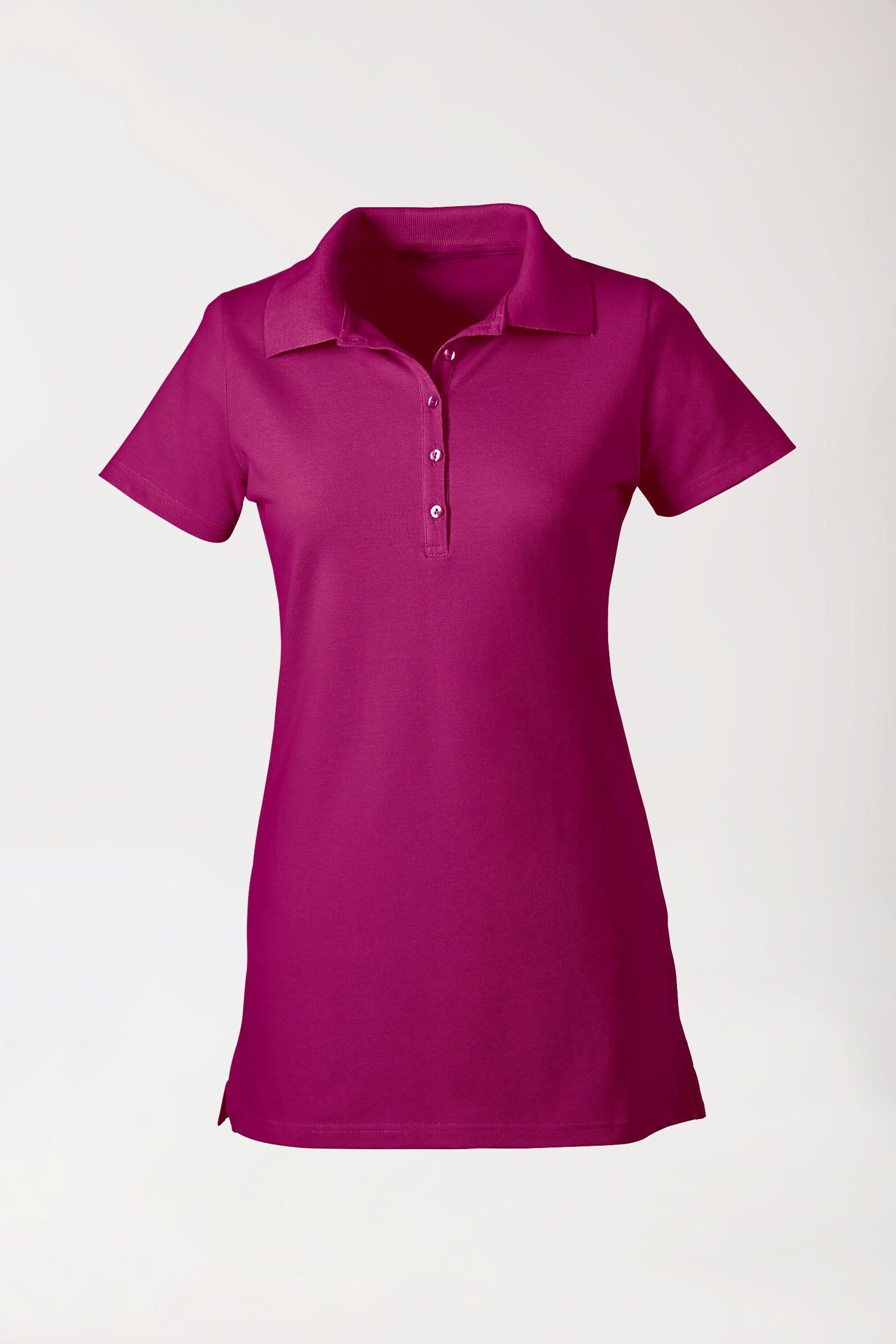 T-shirt long Stretch Femme - Col polo berry