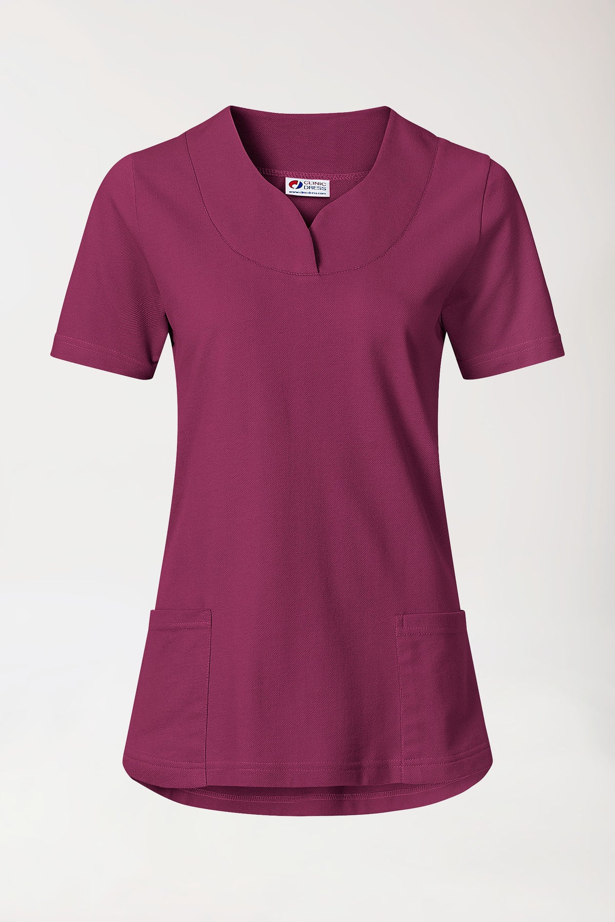 T-shirt long Femme en Piqué - Encolure diagonale berry