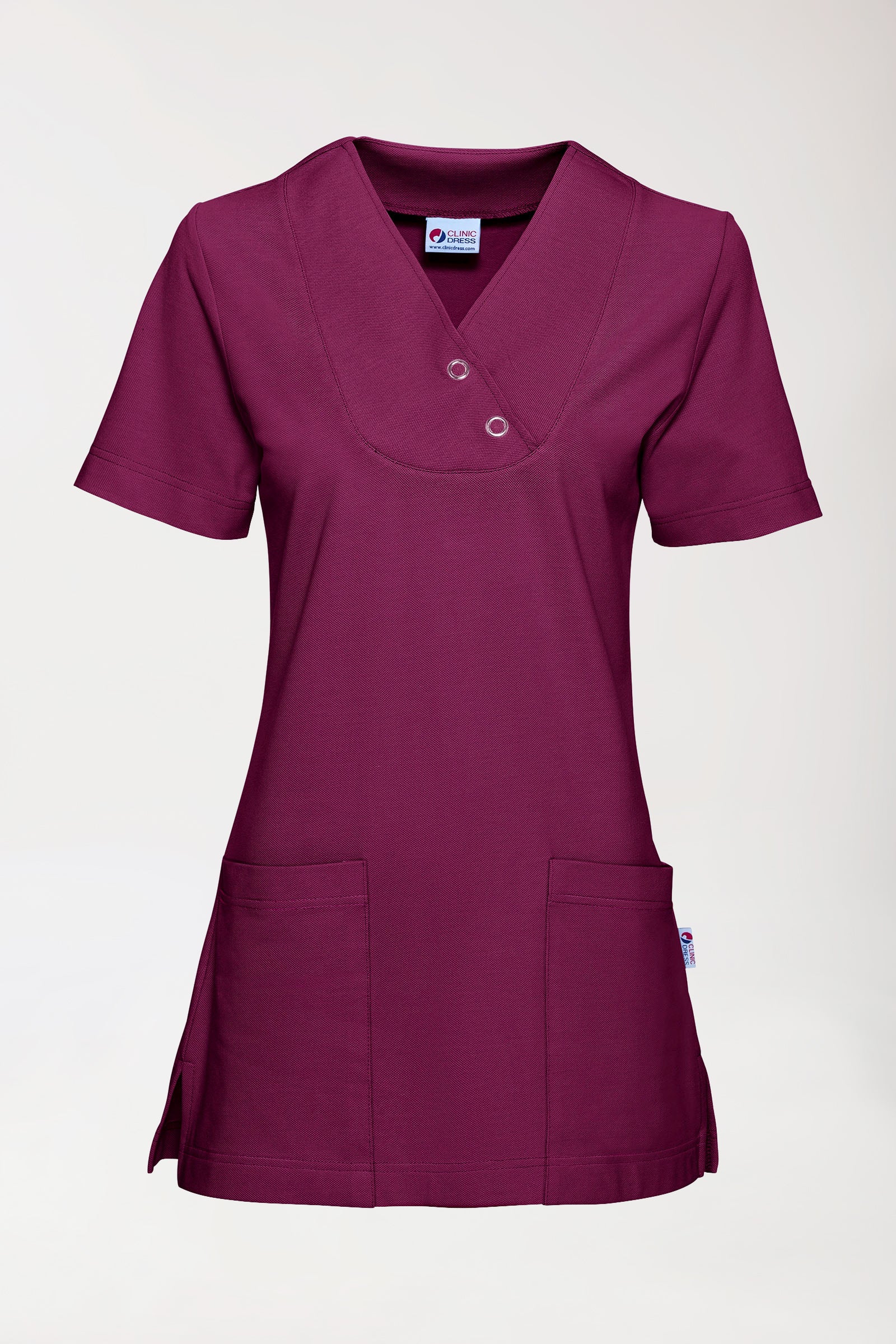 T-shirt long Femme en Piqué - Col V berry
