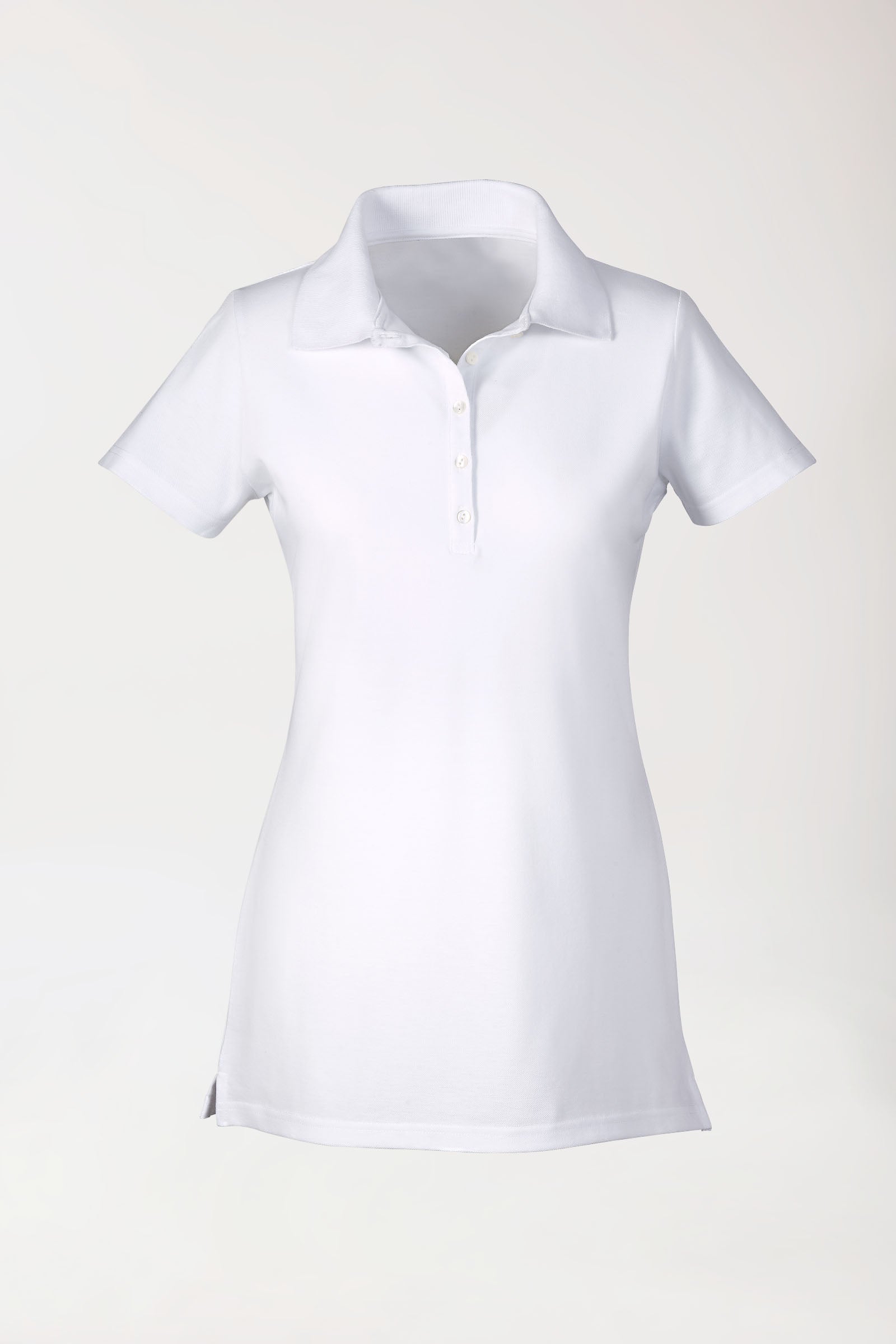 T-shirt long Stretch Femme - Col polo blanc