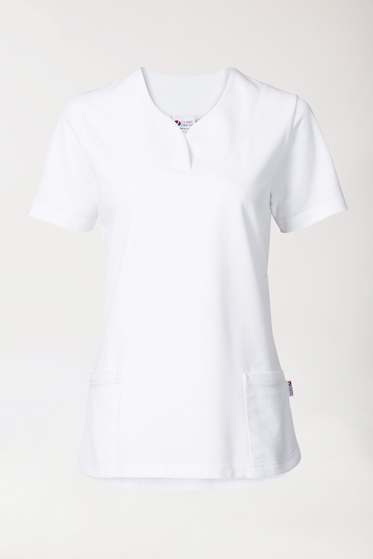 T-shirt long Femme en Piqué - Encolure diagonale blanc