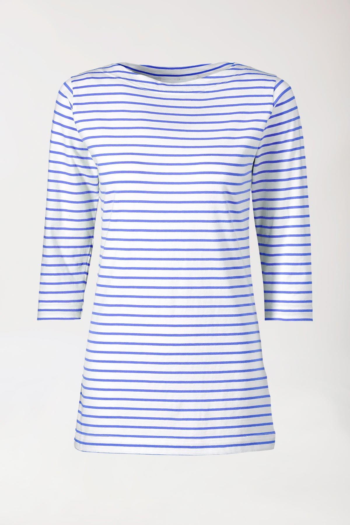 T-shirt long Femme - Manche 3/4 bleu/blanc, Vue de face