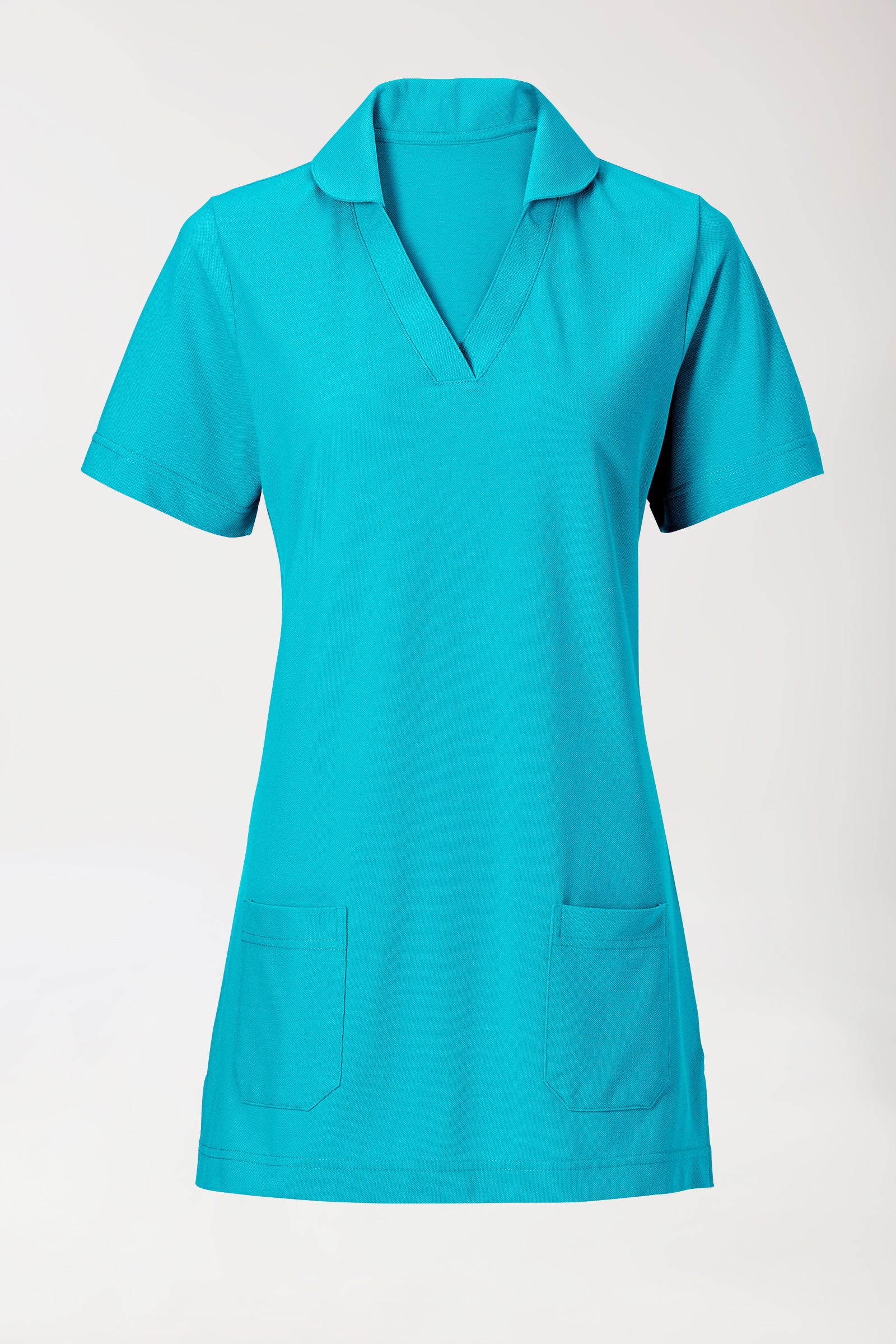 T-shirt long Femme en Piqué - Avec col bleu curaçao