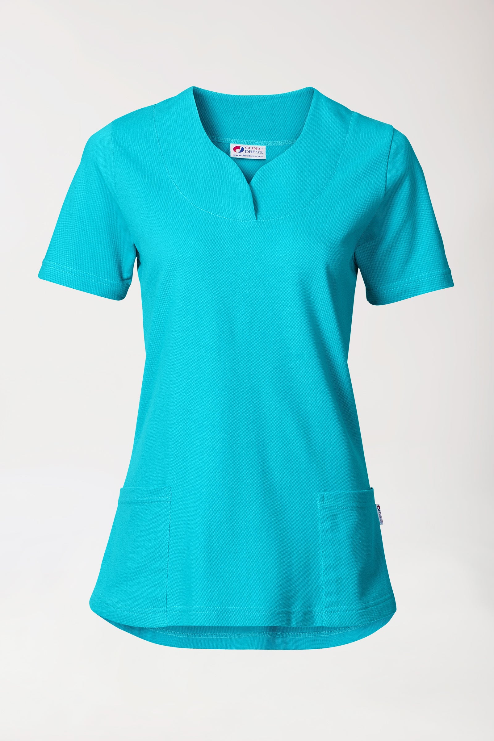 T-shirt long Femme en Piqué - Encolure diagonale bleu curaçao