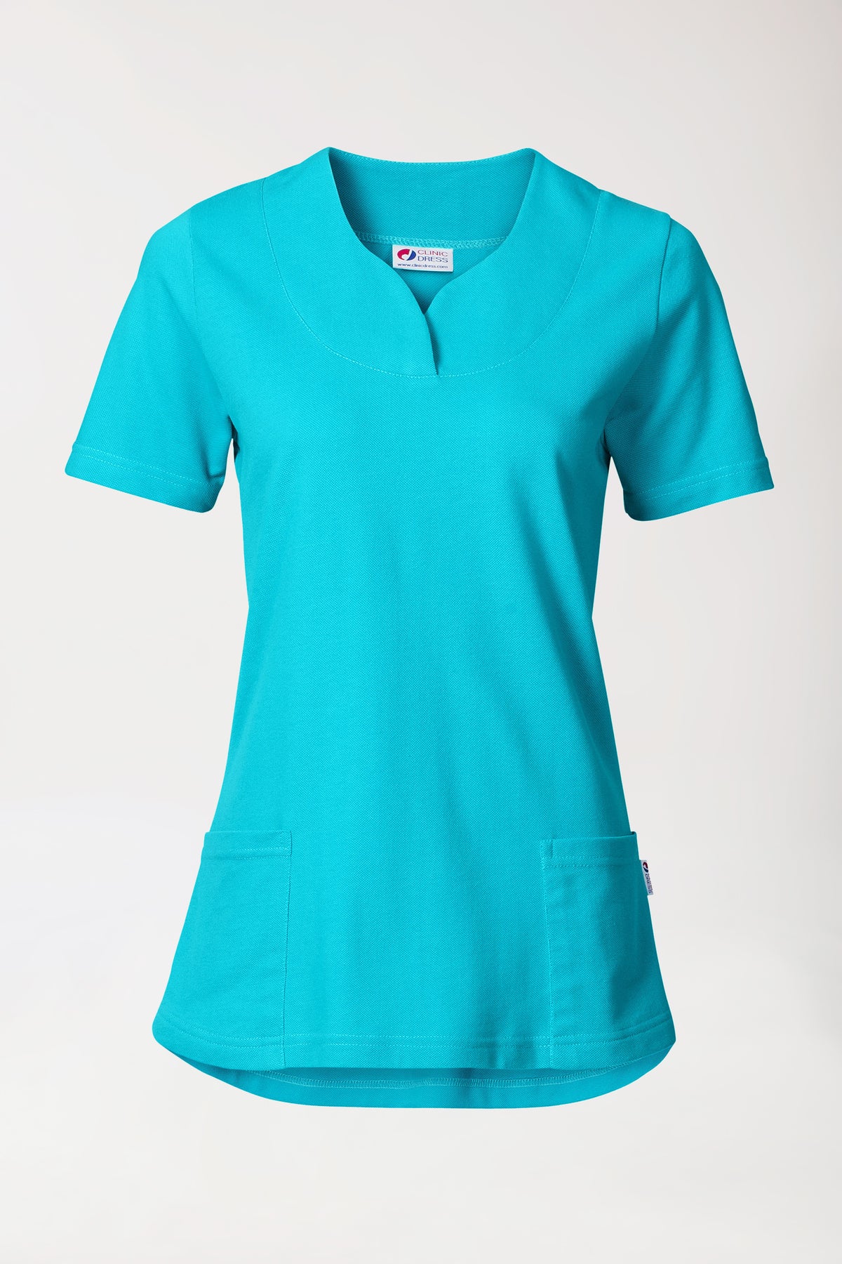 T-shirt long Femme en Piqué - Encolure diagonale bleu curaçao