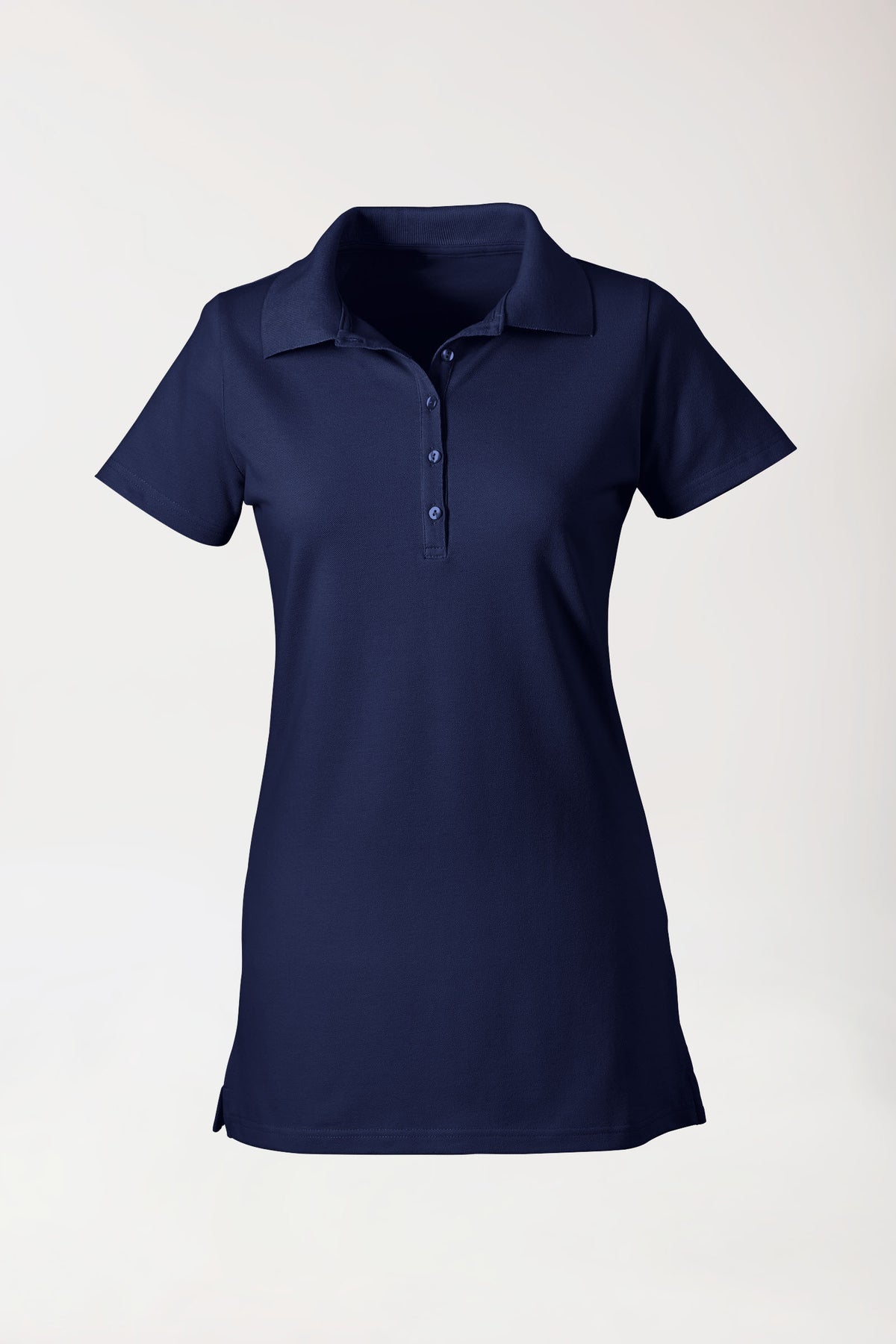 T-shirt long Stretch Femme - Col polo bleu navy