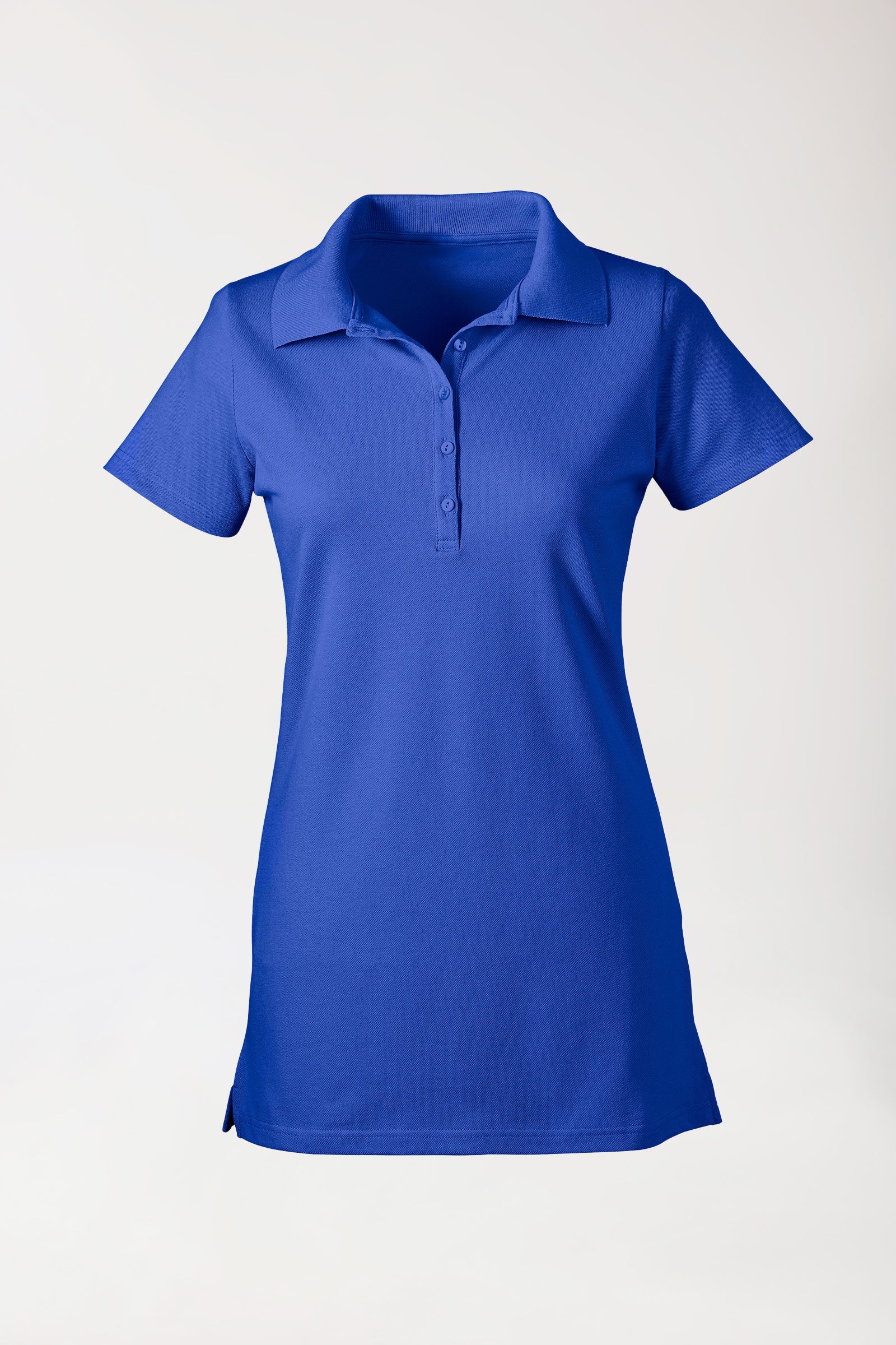 T-shirt long Stretch Femme - Col polo bleu roi