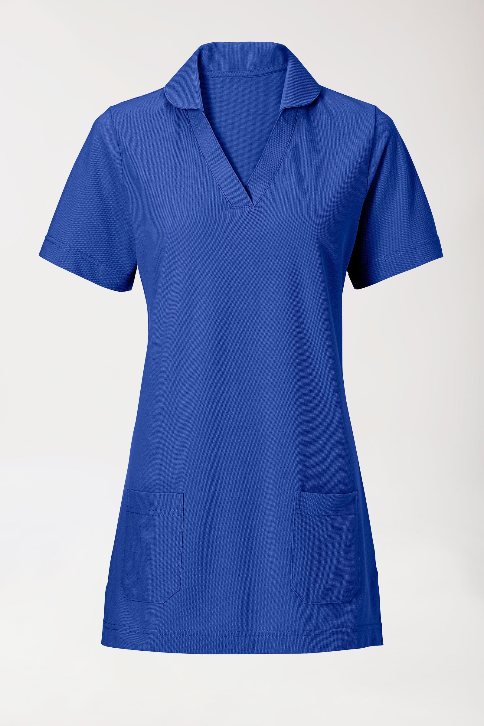 T-shirt long Femme en Piqué - Avec col bleu roi