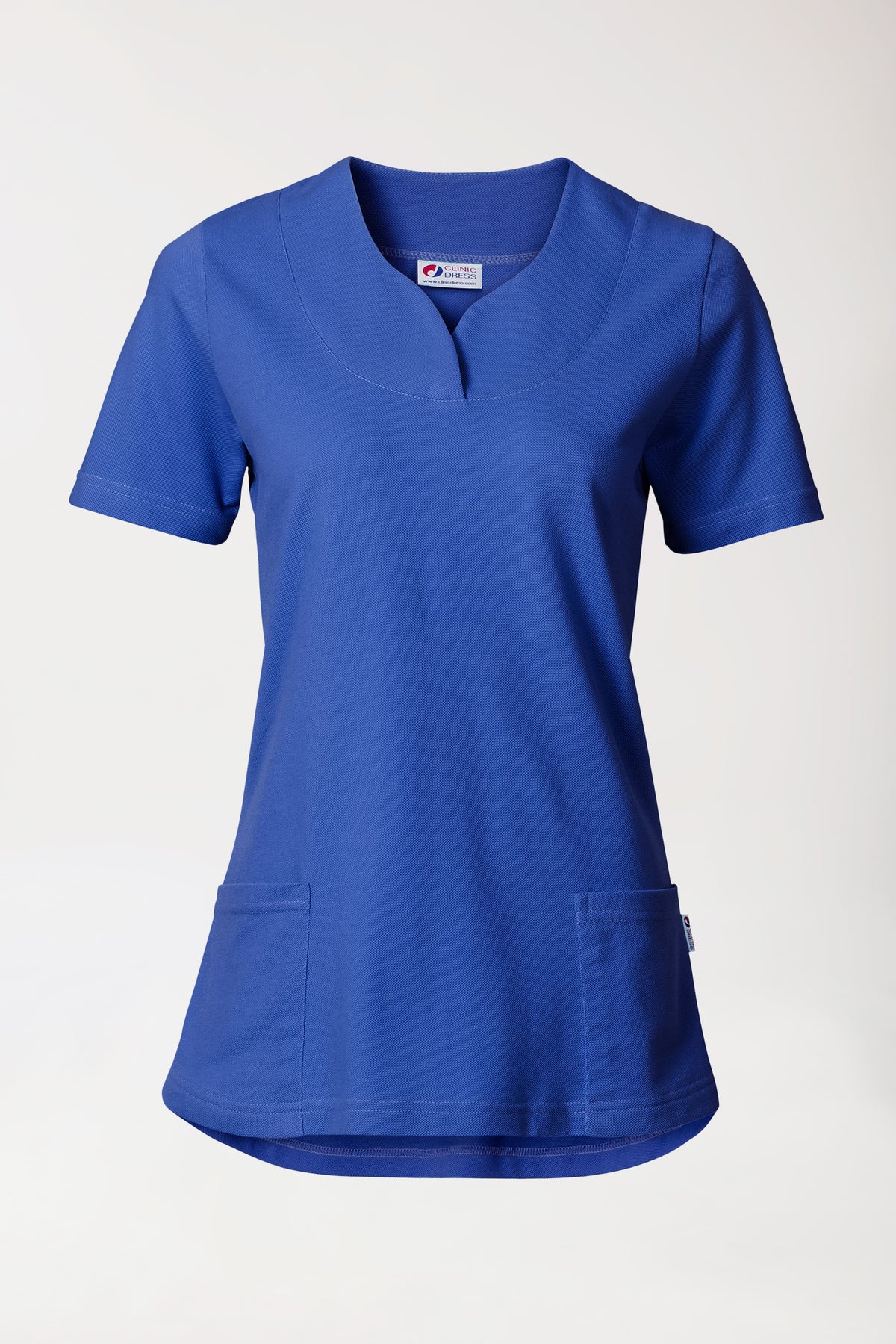 T-shirt long Femme en Piqué - Encolure diagonale bleu roi