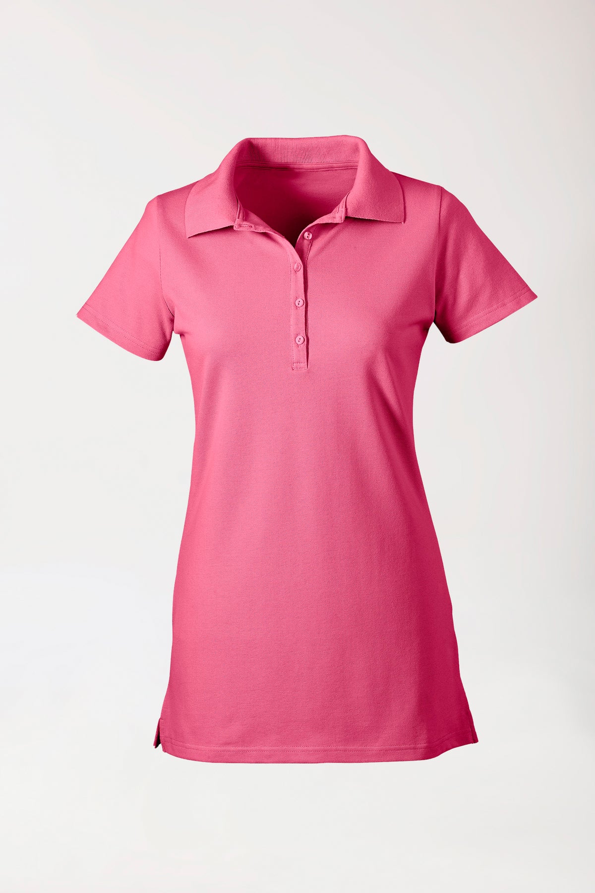 T-shirt long Stretch Femme - Col polo bois de rose, Vue de face