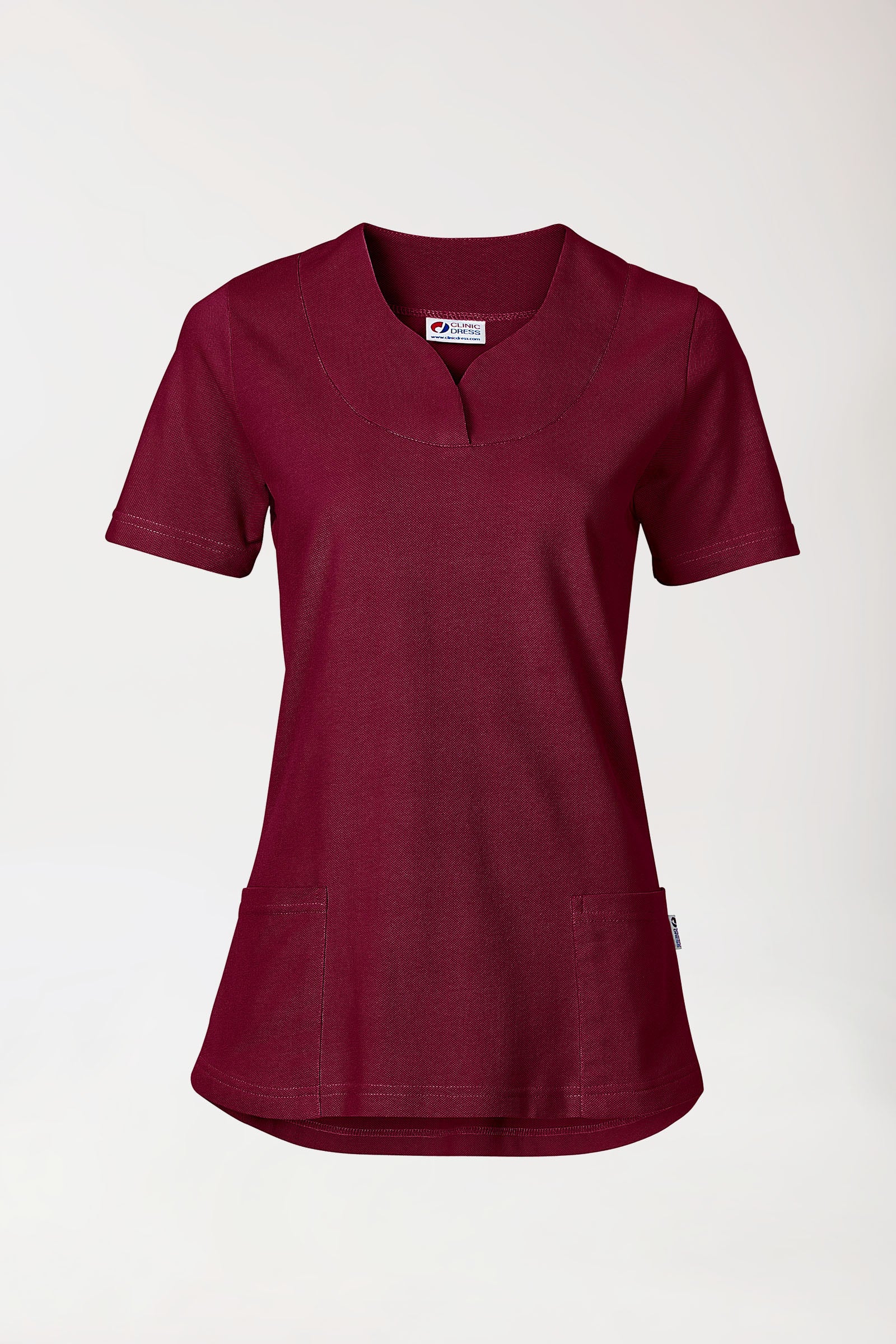 T-shirt long Femme en Piqué - Encolure diagonale bordeaux