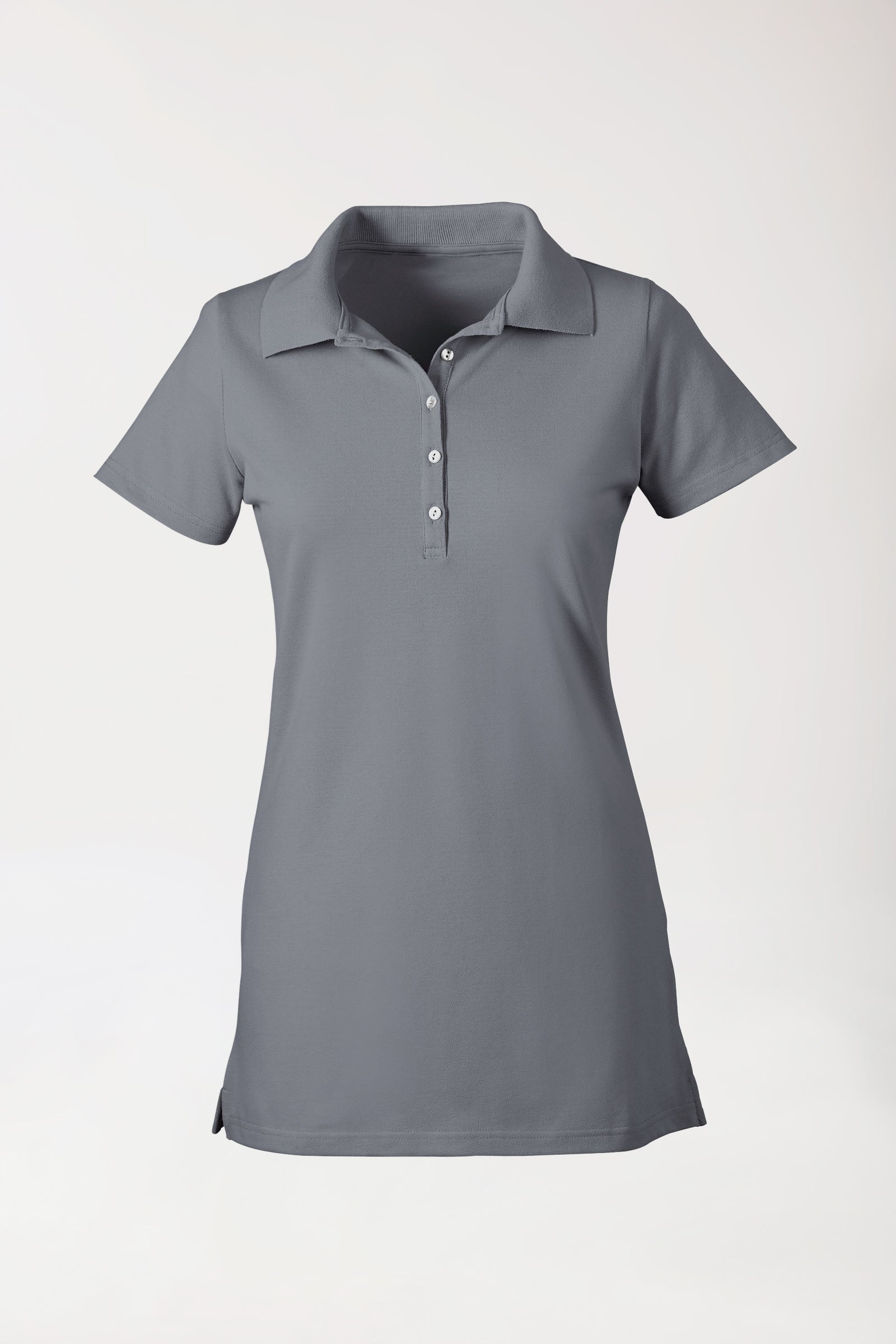 T-shirt long Stretch Femme - Col polo gris granit