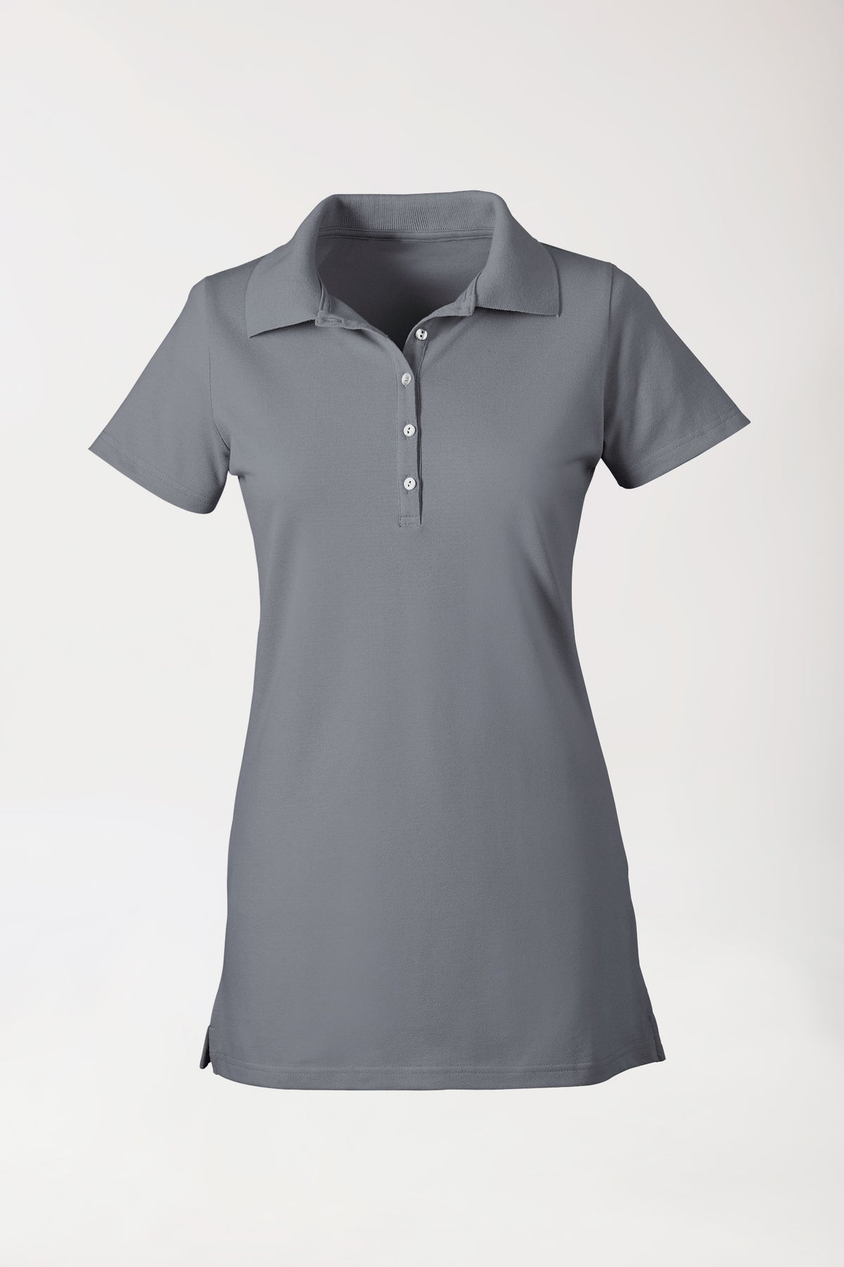 T-shirt long Stretch Femme - Col polo gris granit