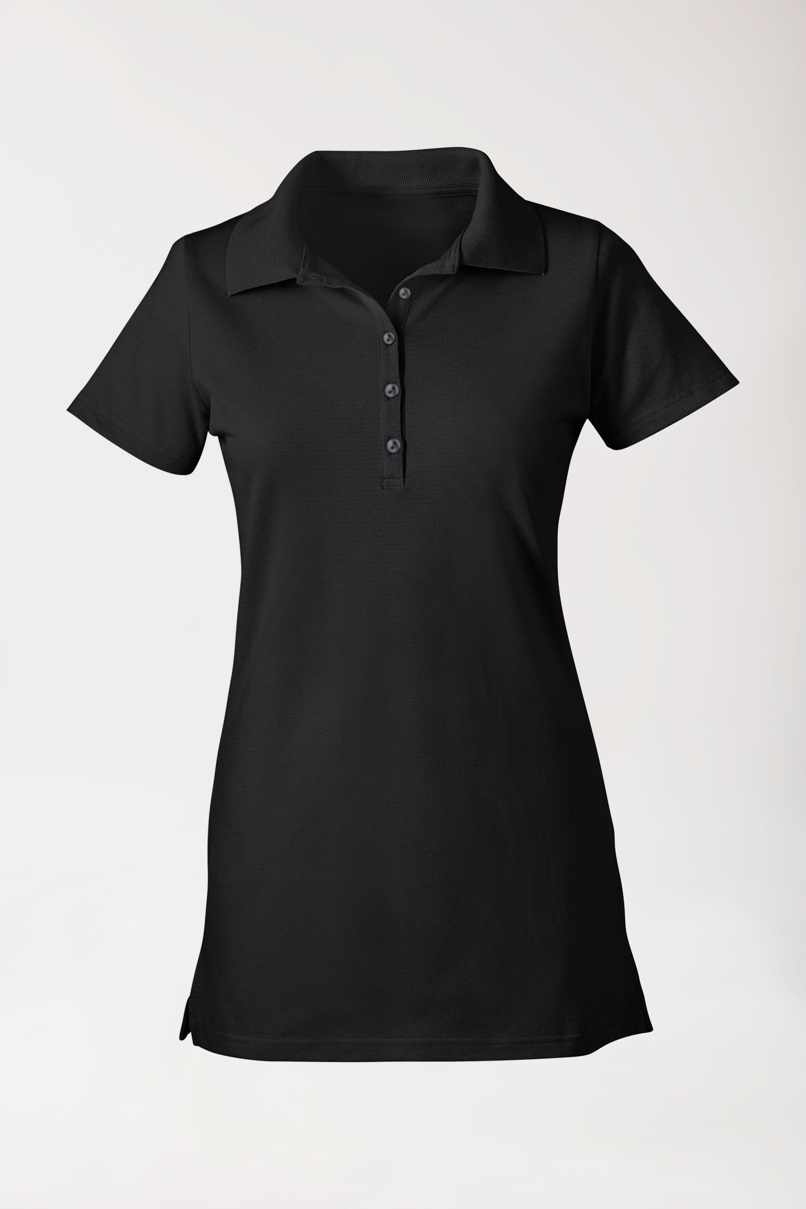 T-shirt long Stretch Femme - Col polo noir
