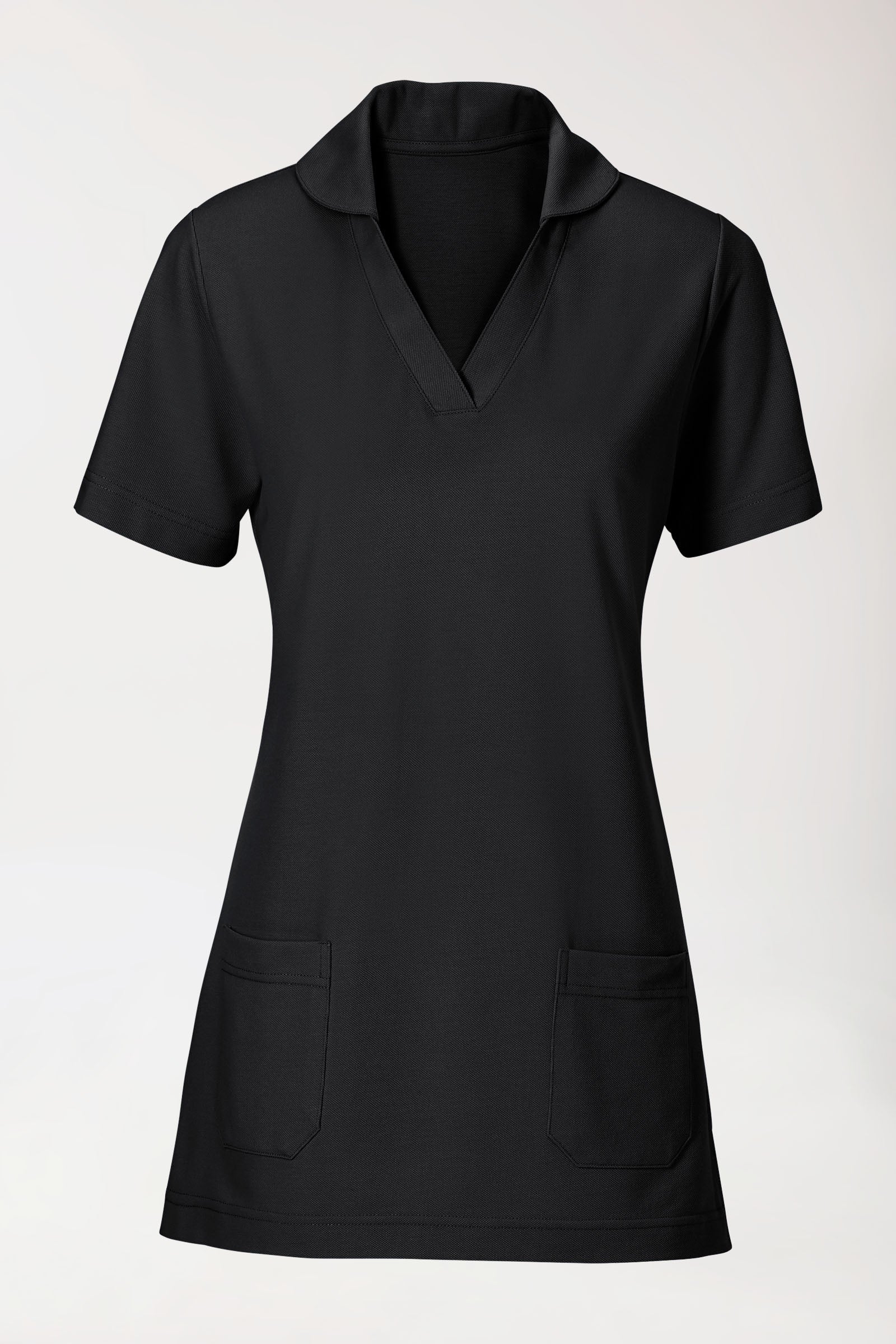 T-shirt long Femme en Piqué - Avec col noir