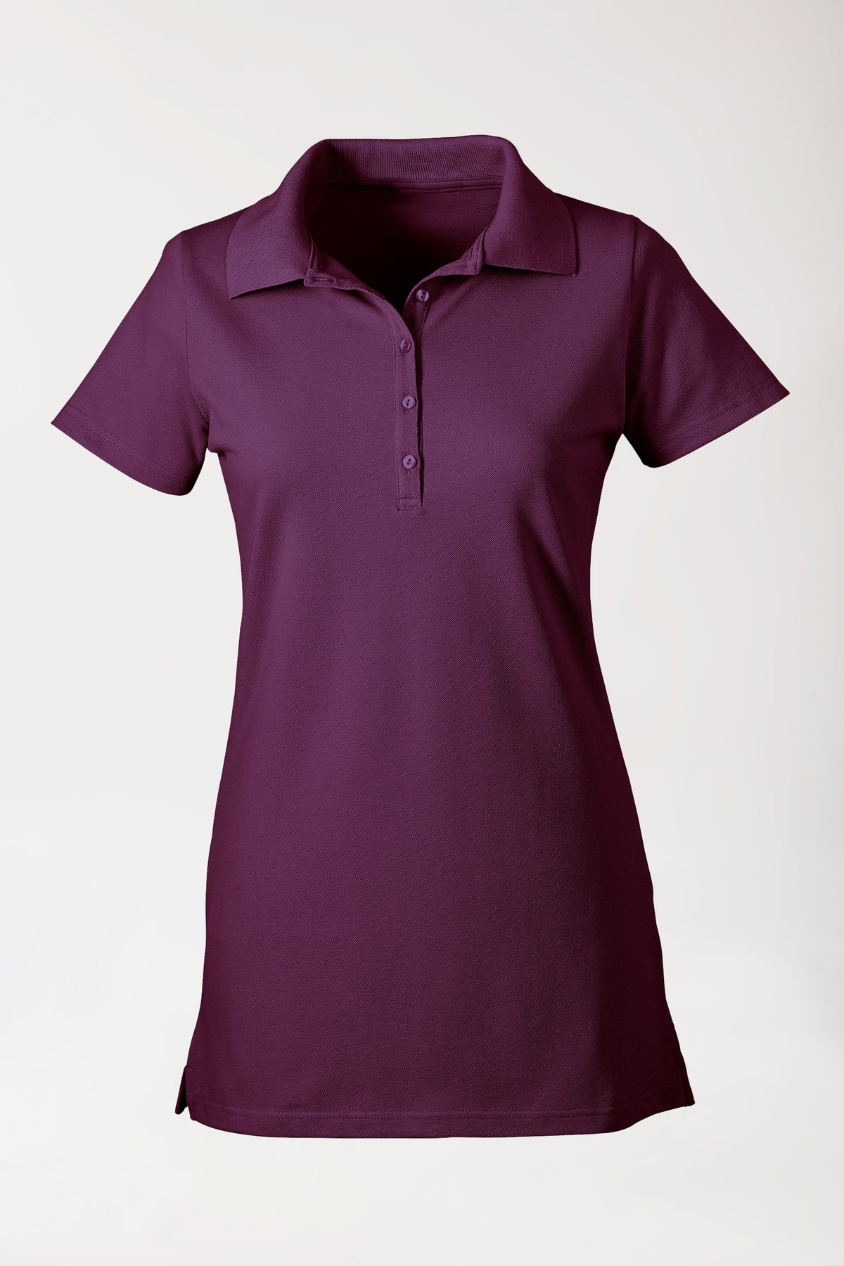T-shirt long Stretch Femme - Col polo prune, Vue de face