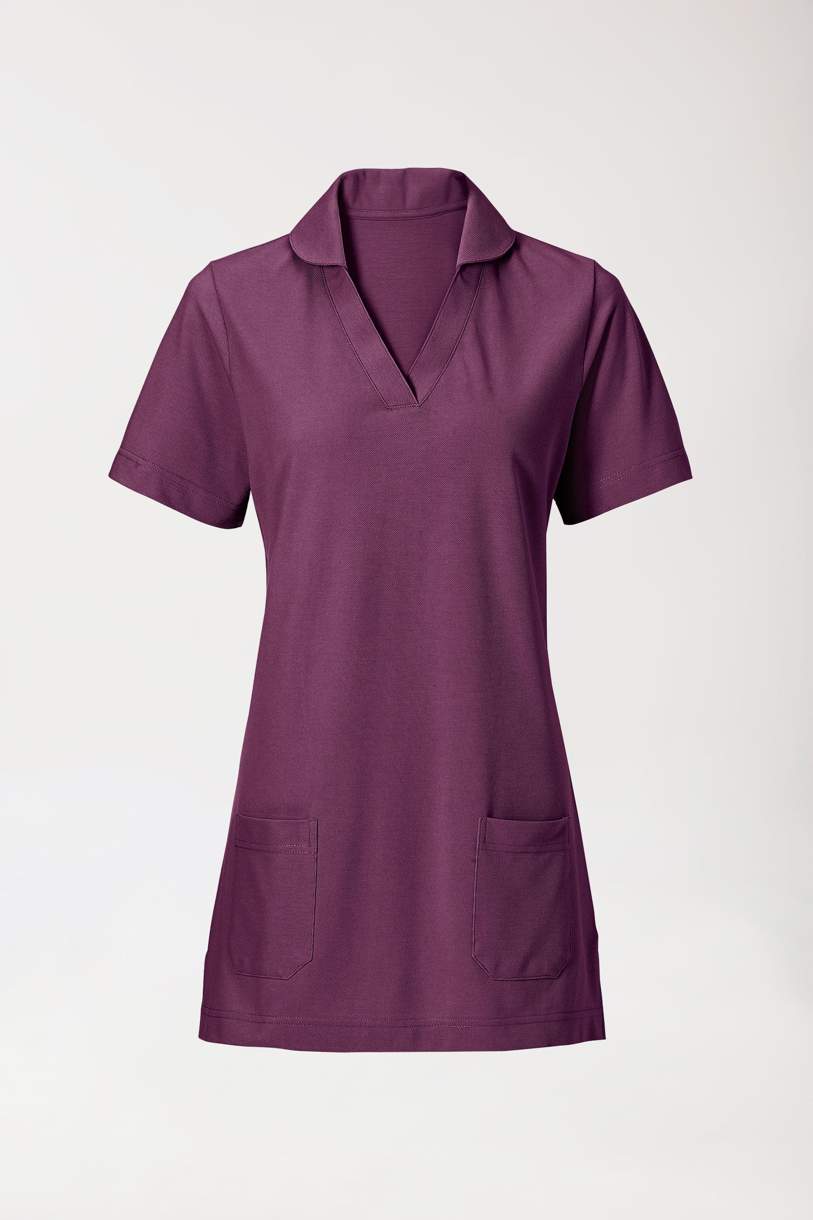 T-shirt long Femme en Piqué - Avec col prune