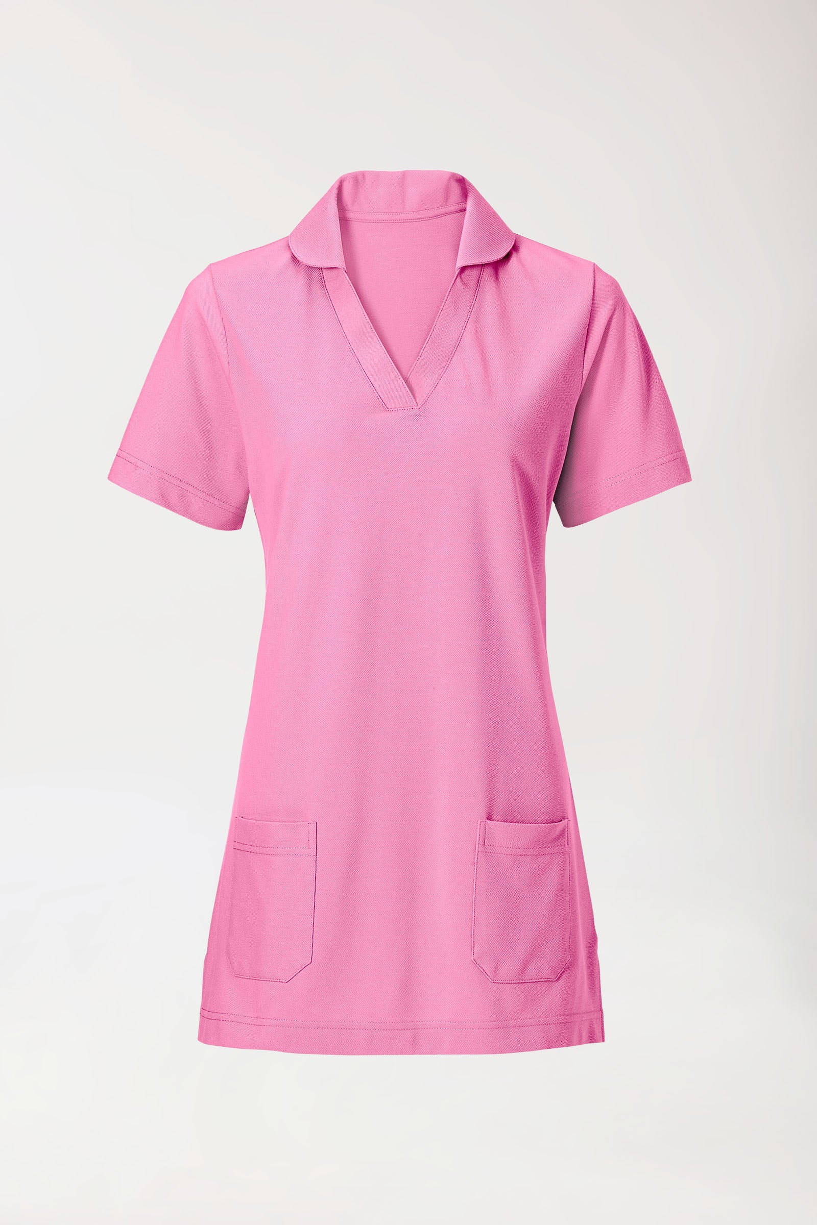 T-shirt long Femme en Piqué - Avec col rose bonbon