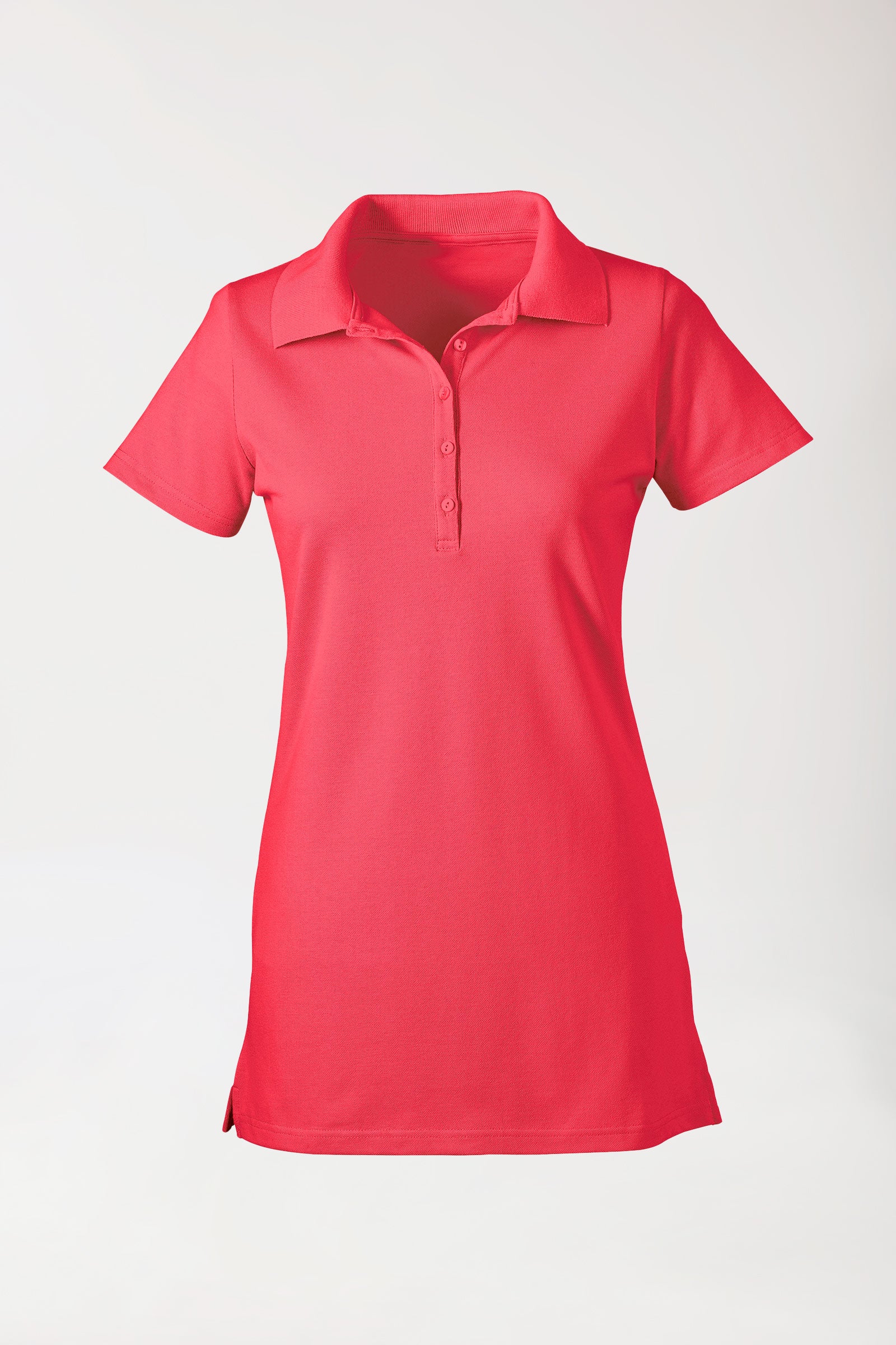 T-shirt long Stretch Femme - Col polo rose lipstick