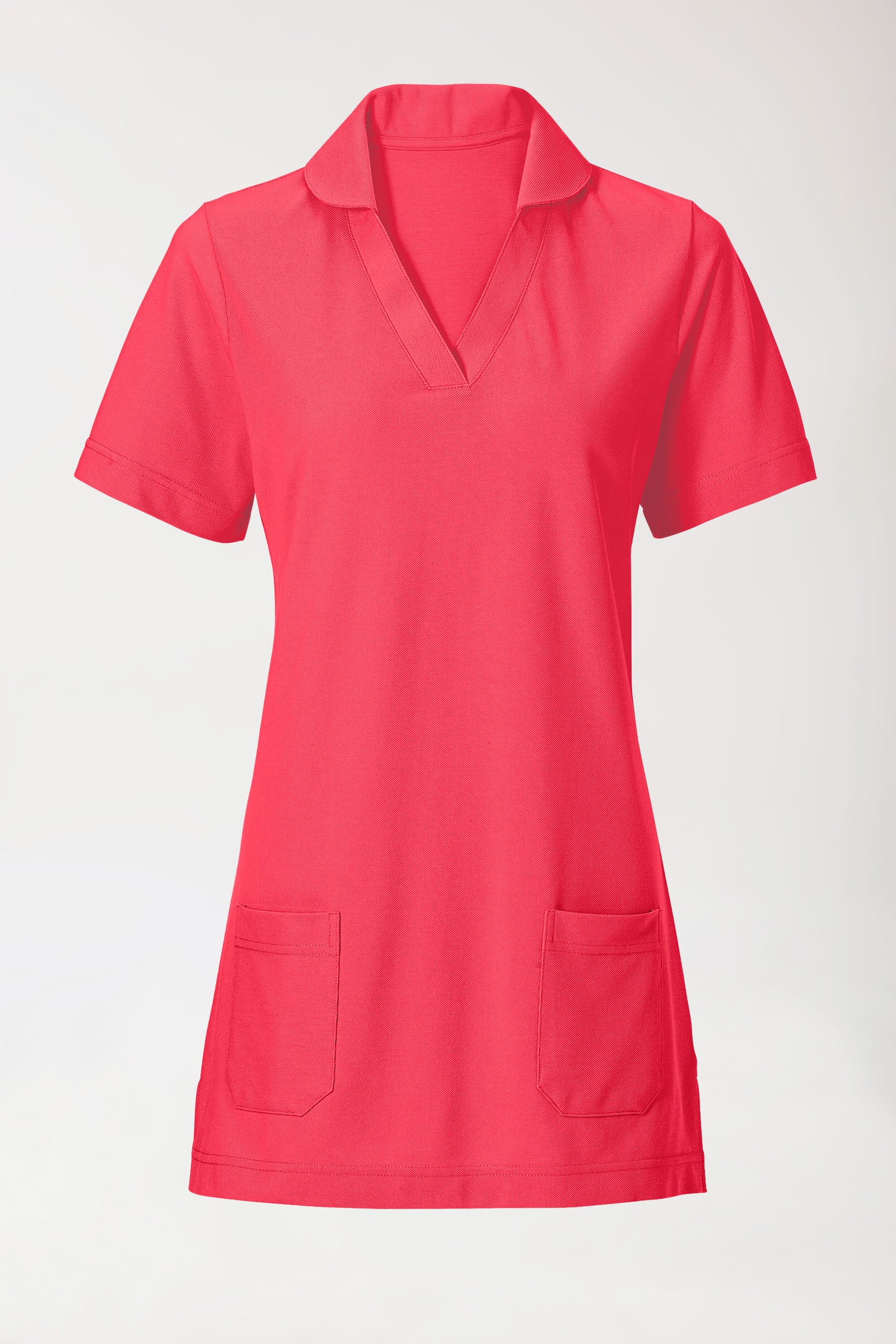 T-shirt long Femme en Piqué - Avec col rose lipstick