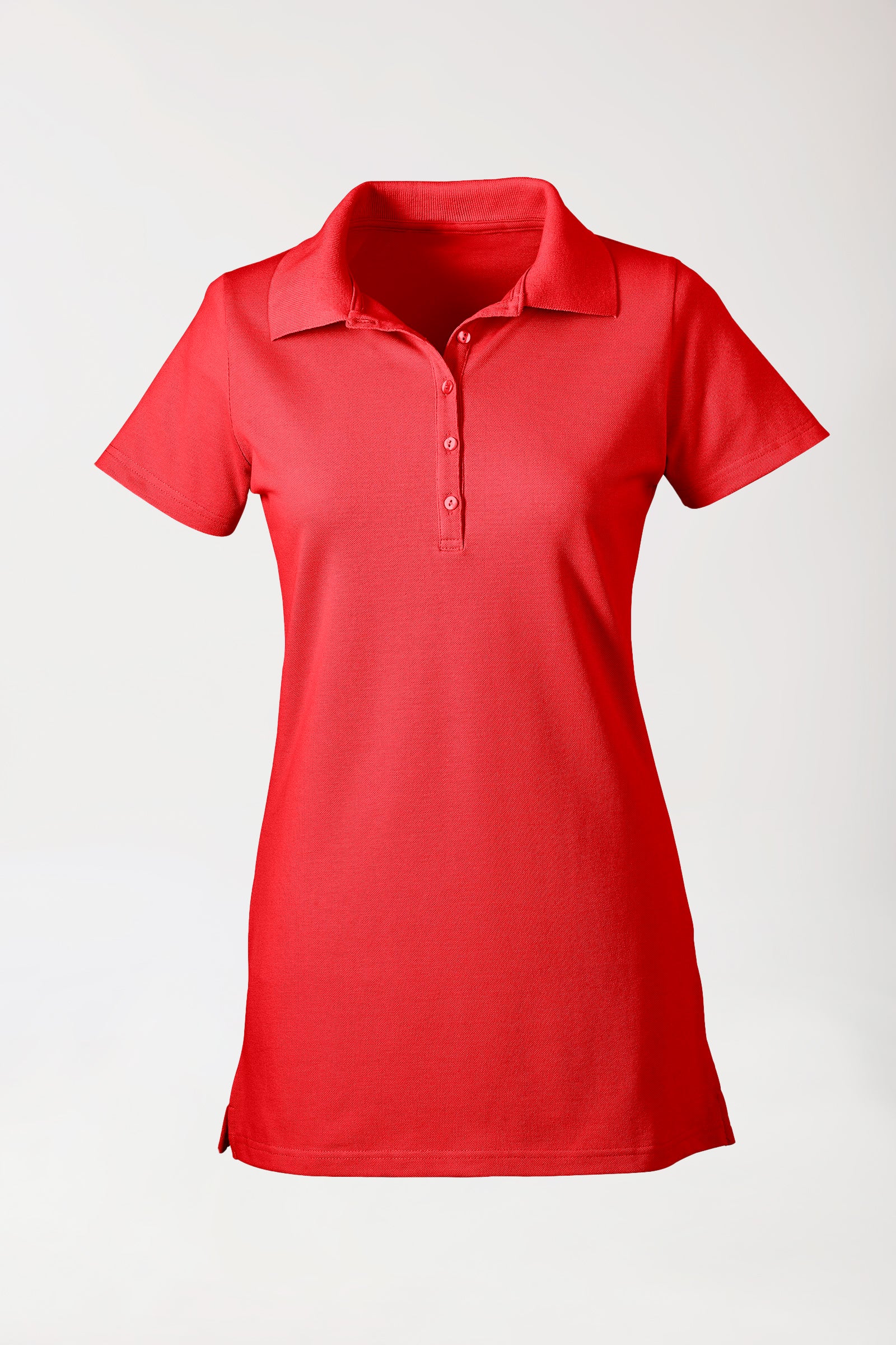 T-shirt long Stretch Femme - Col polo rouge