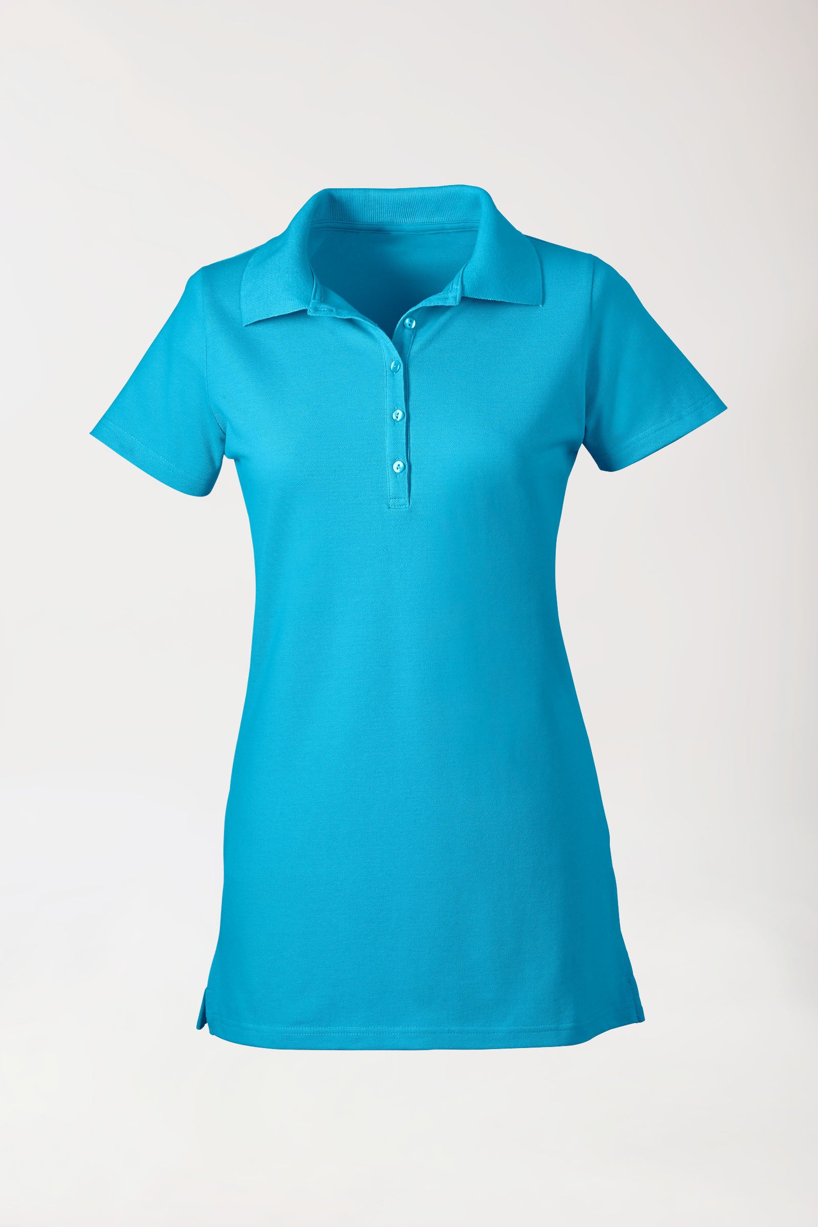 T-shirt long Stretch Femme - Col polo turquoise