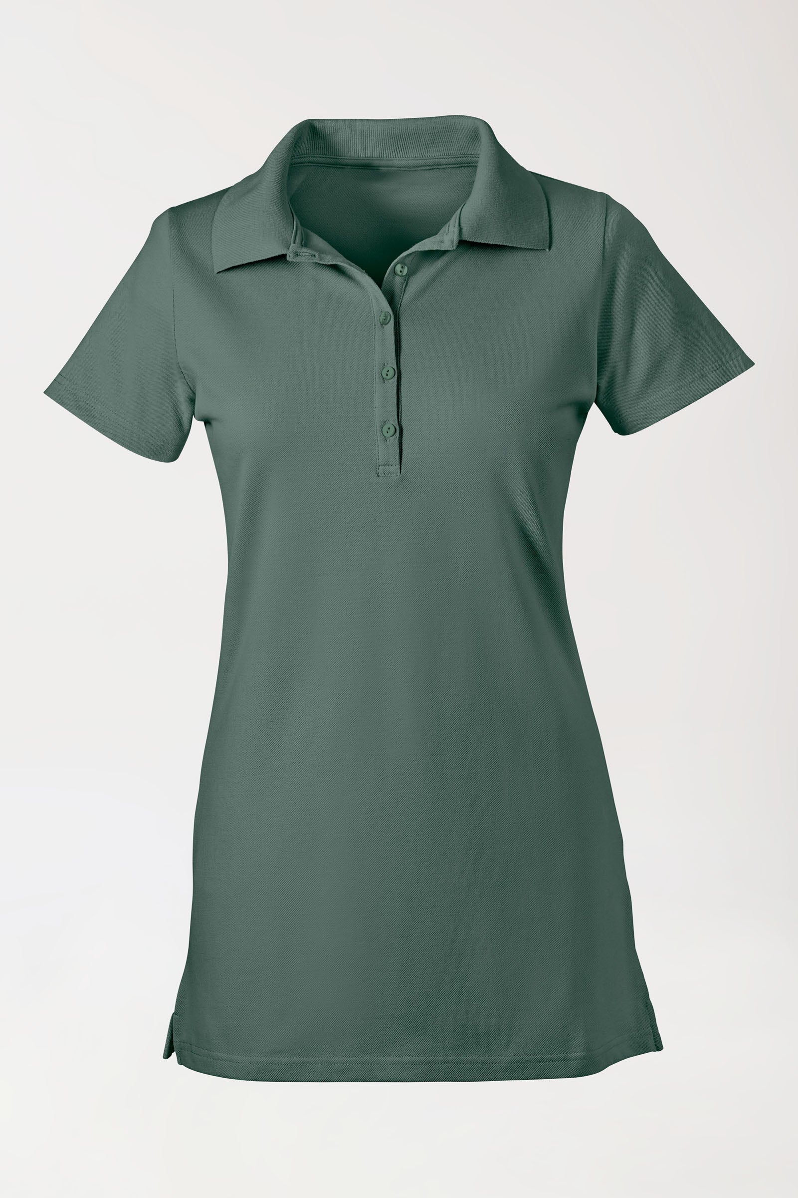 T-shirt long Stretch Femme - Col polo vert foncé, Vue de face