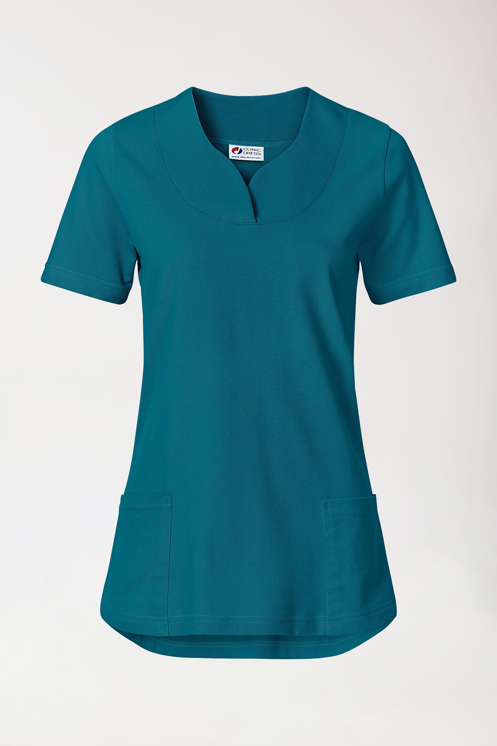T-shirt long Femme en Piqué - Encolure diagonale vert pétrole