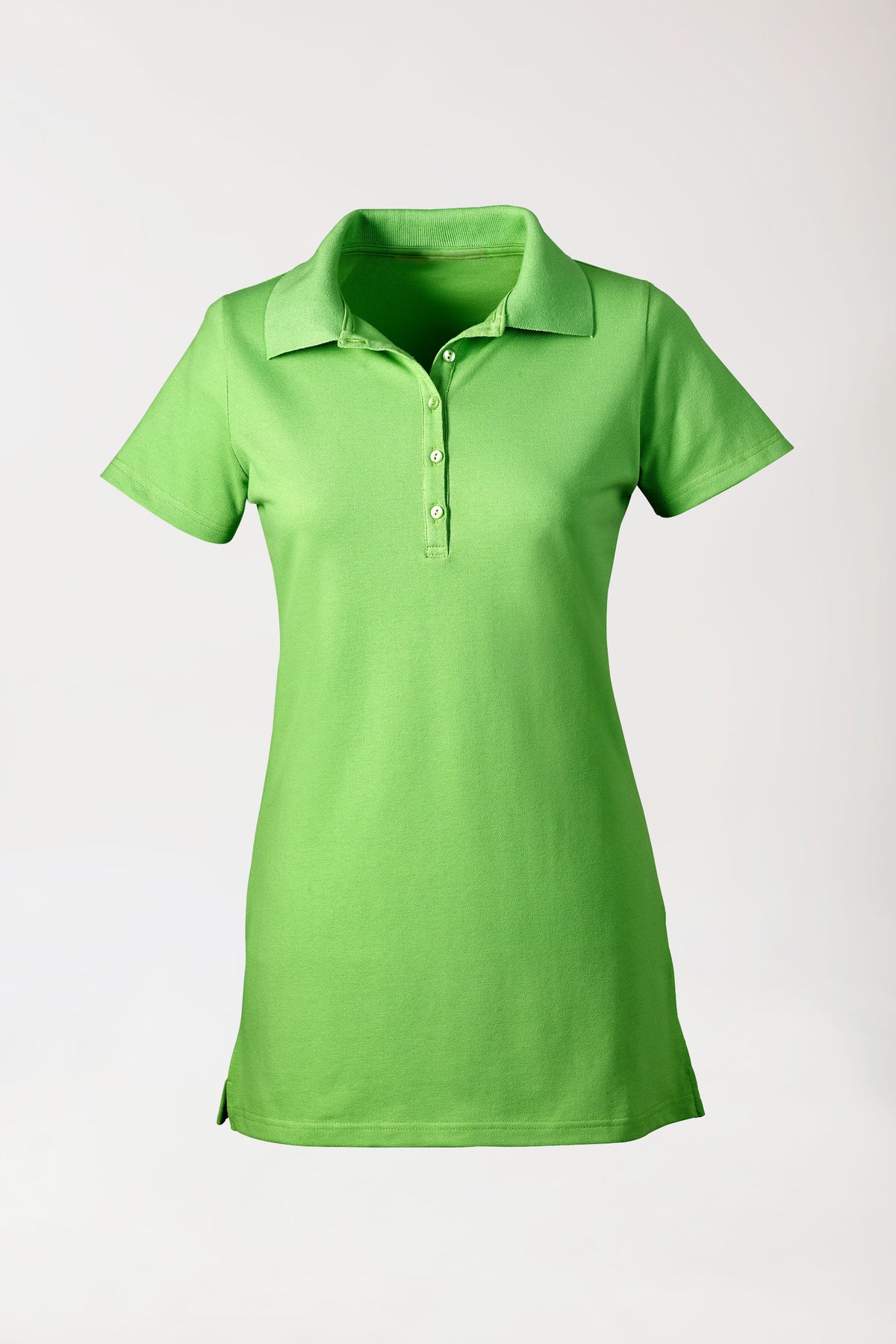 T-shirt long Stretch Femme - Col polo vert pomme