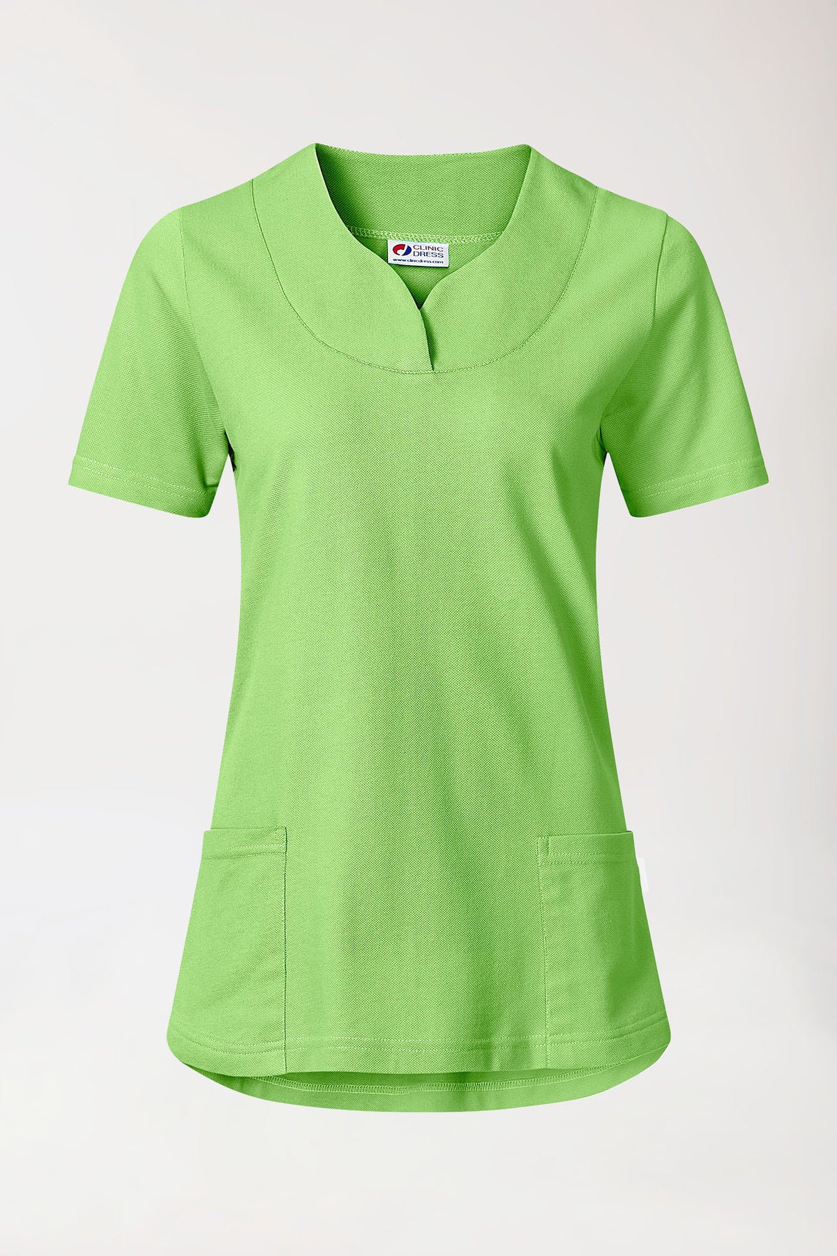 T-shirt long Femme en Piqué - Encolure diagonale vert pomme