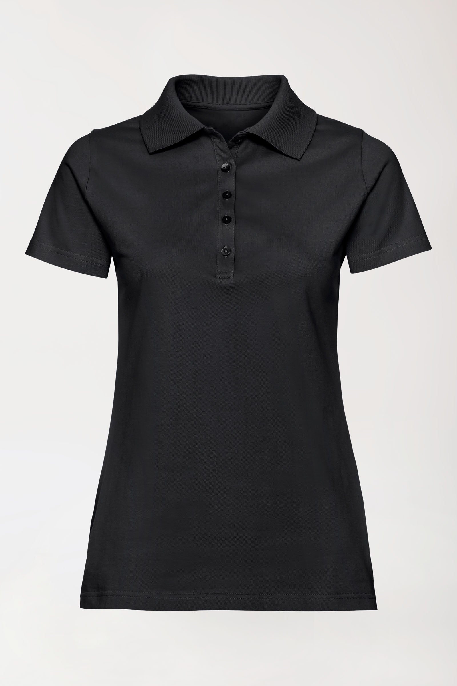 T-shirt Stretch Femme - Col polo noir