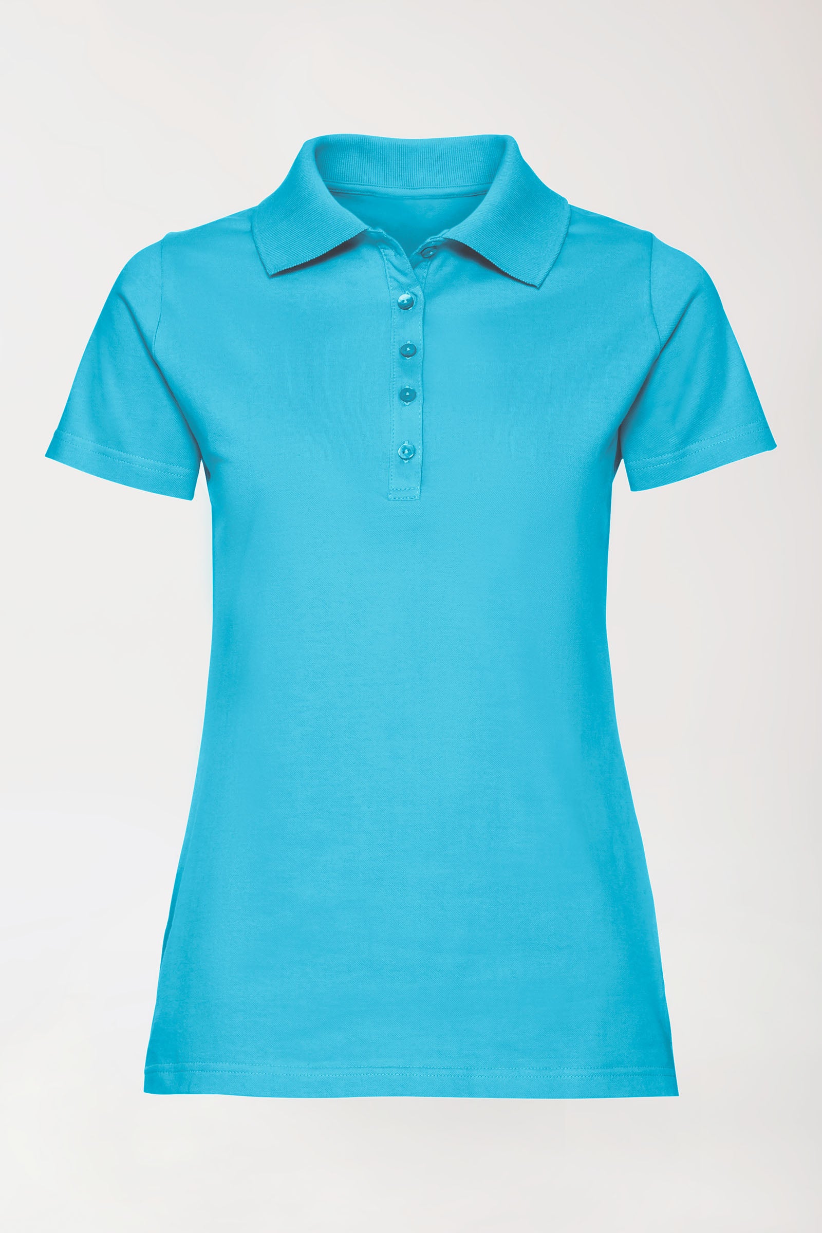 T-shirt Stretch Femme - Col polo turquoise, Vue de face