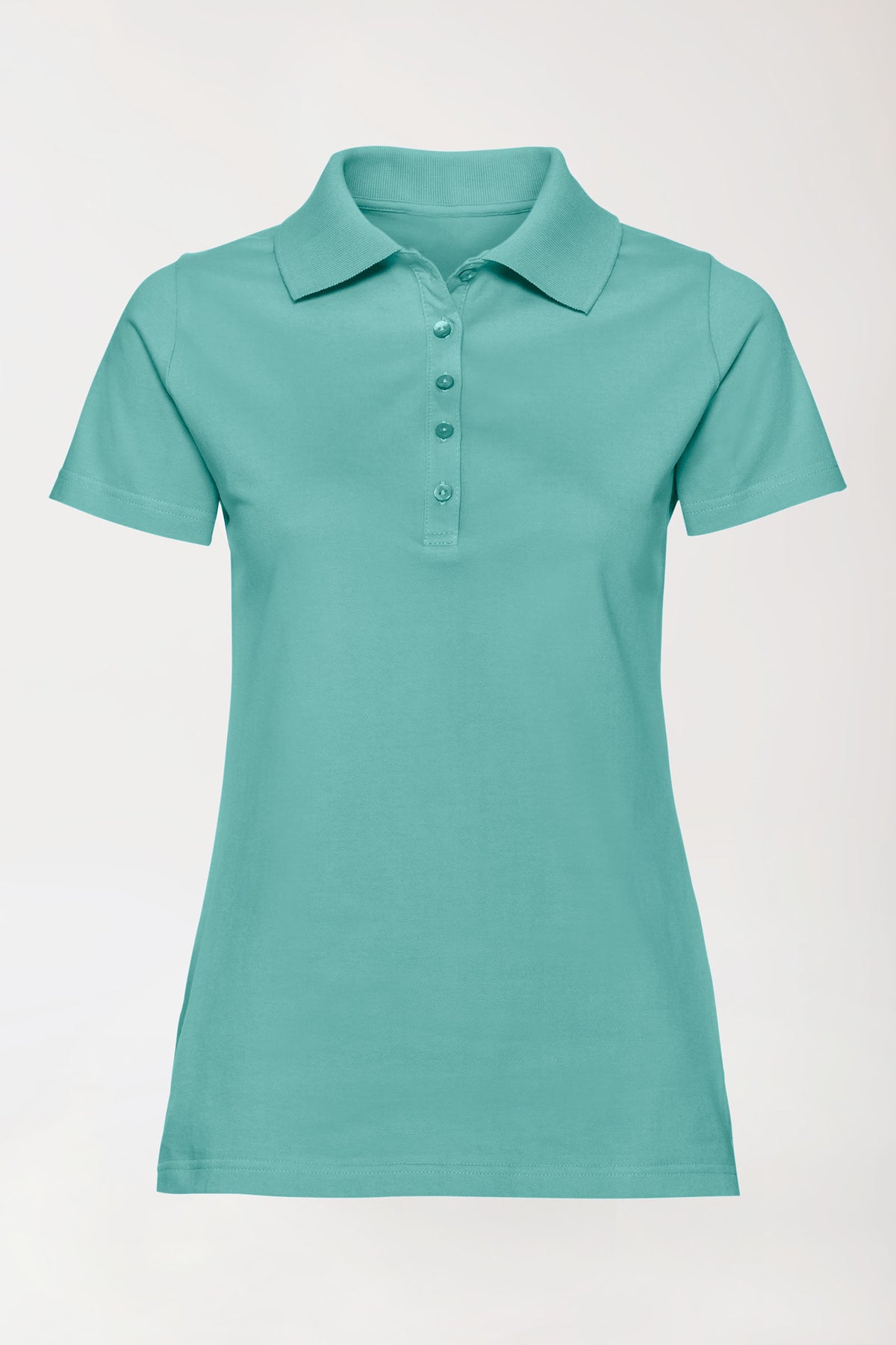 T-shirt Stretch Femme - Col polo vert d'eau